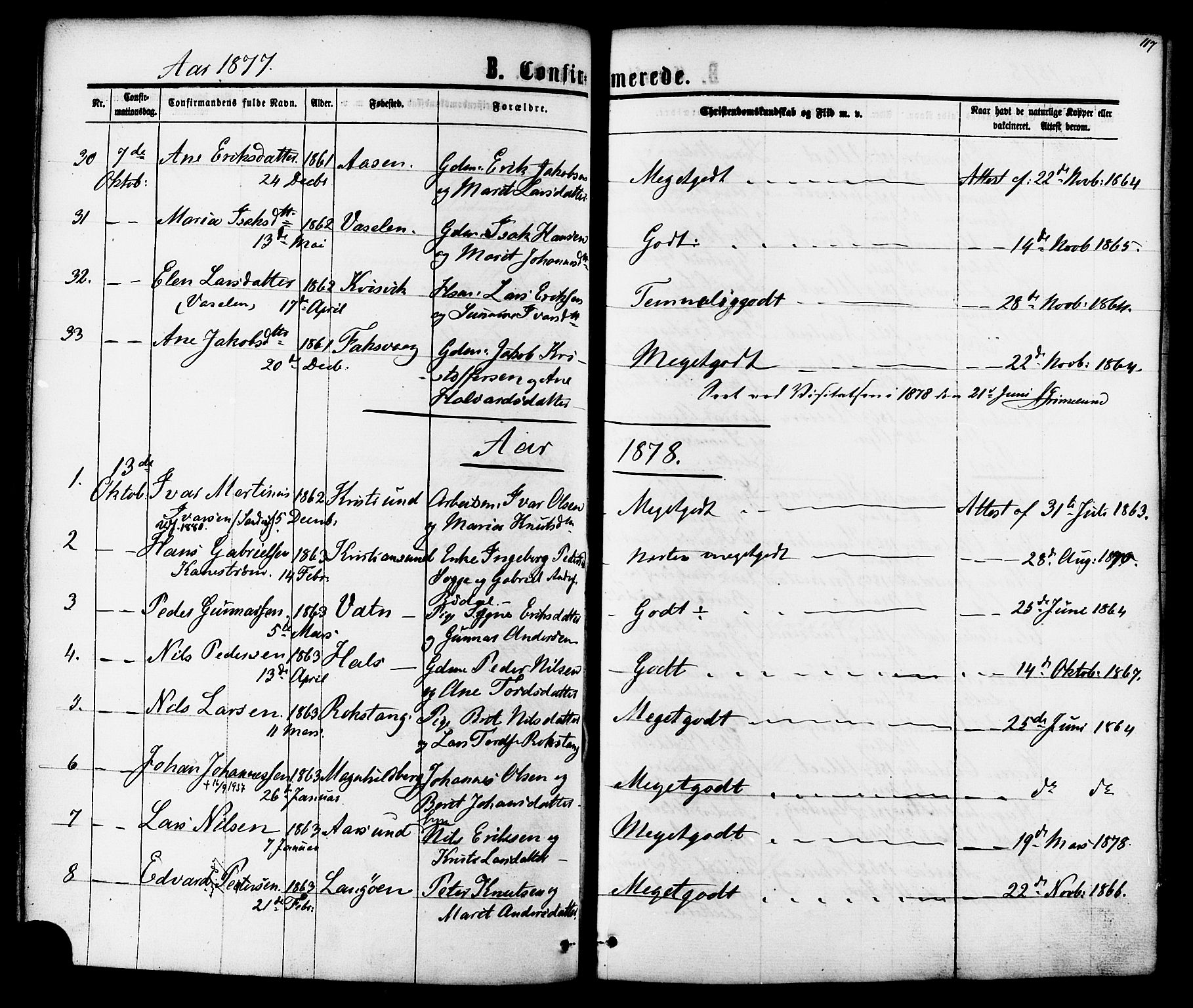 Ministerialprotokoller, klokkerbøker og fødselsregistre - Møre og Romsdal, AV/SAT-A-1454/587/L0999: Parish register (official) no. 587A01, 1864-1886, p. 117
