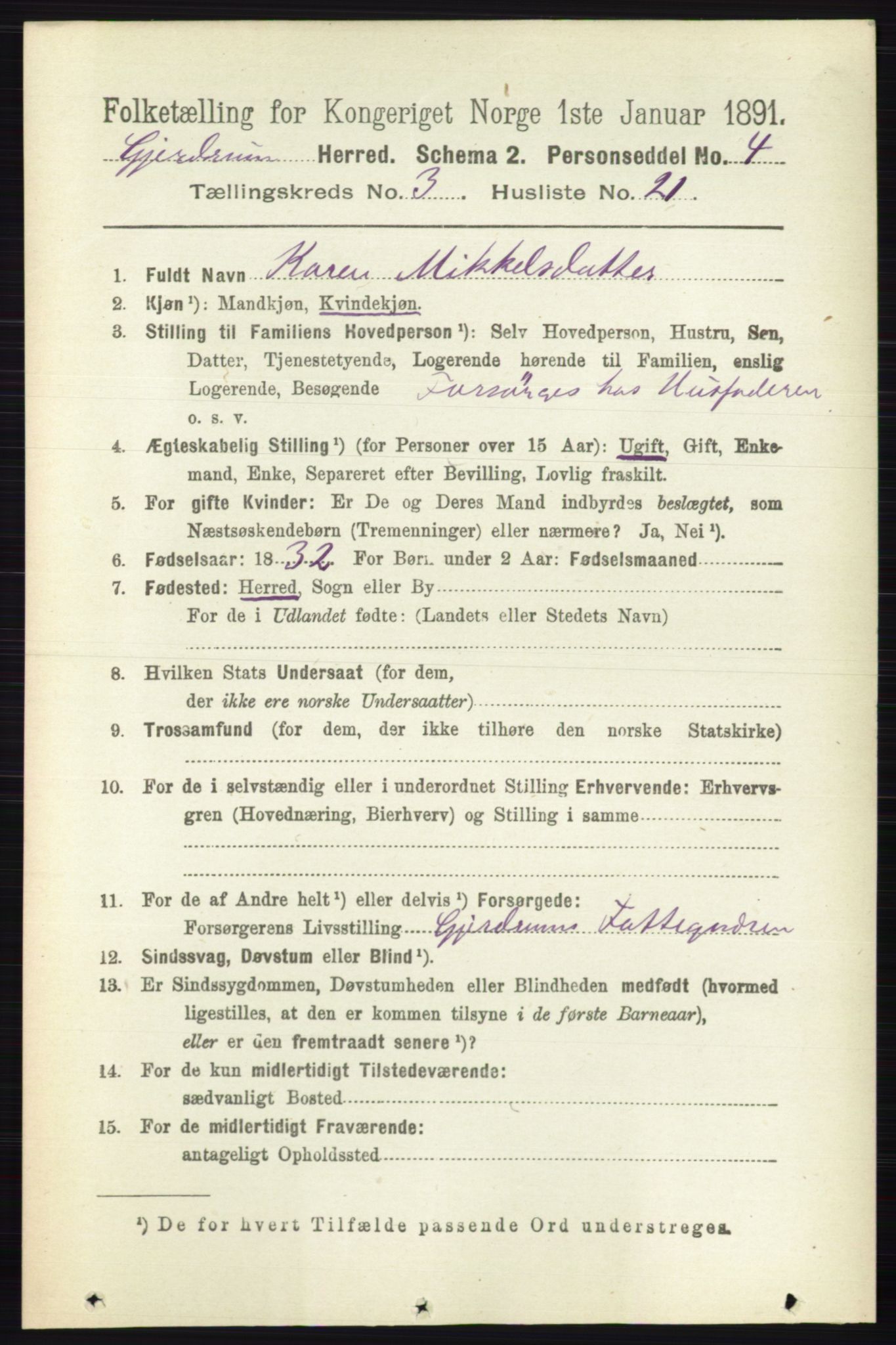 RA, 1891 census for 0234 Gjerdrum, 1891, p. 1374