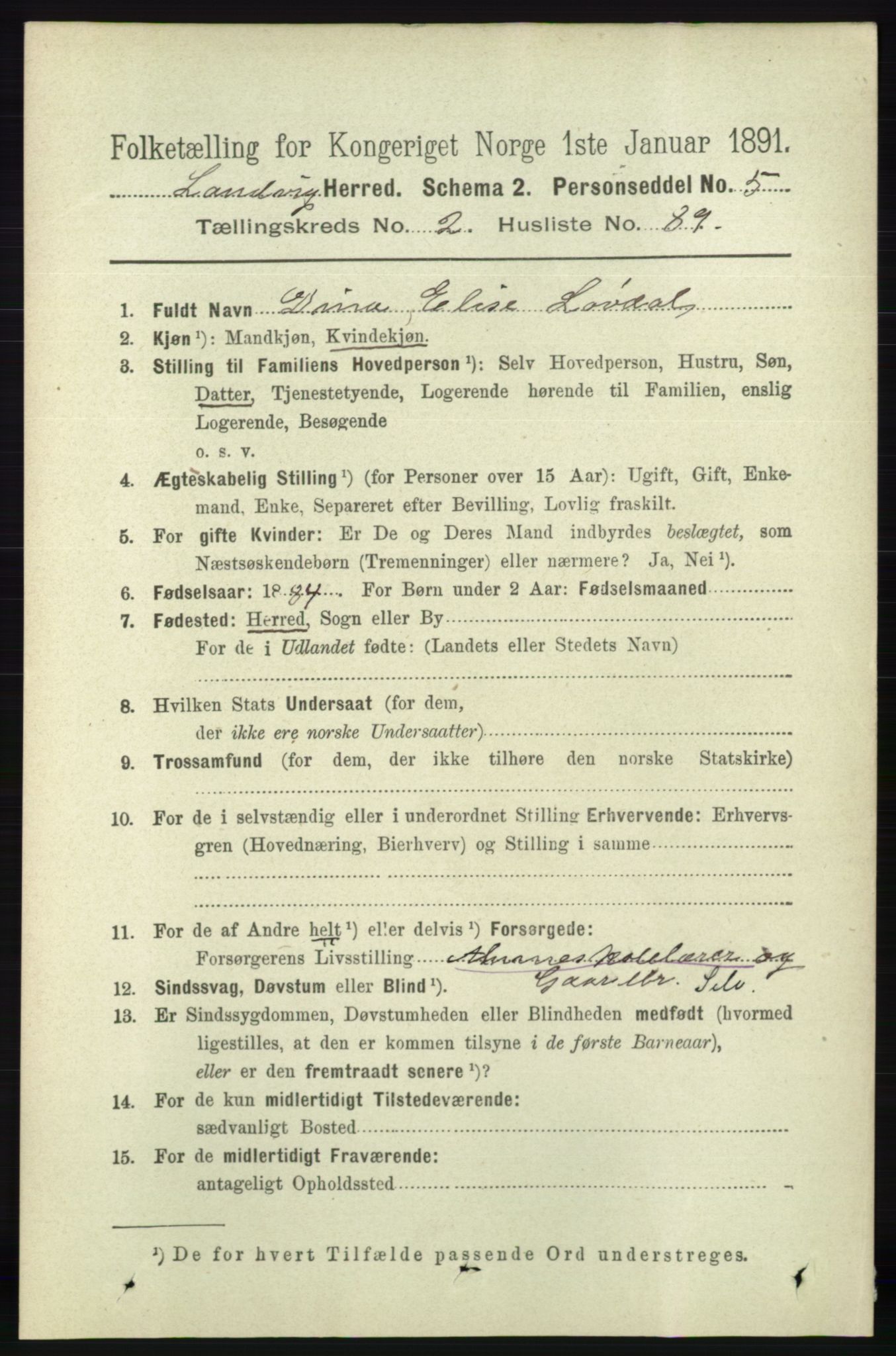 RA, 1891 census for 0924 Landvik, 1891, p. 862