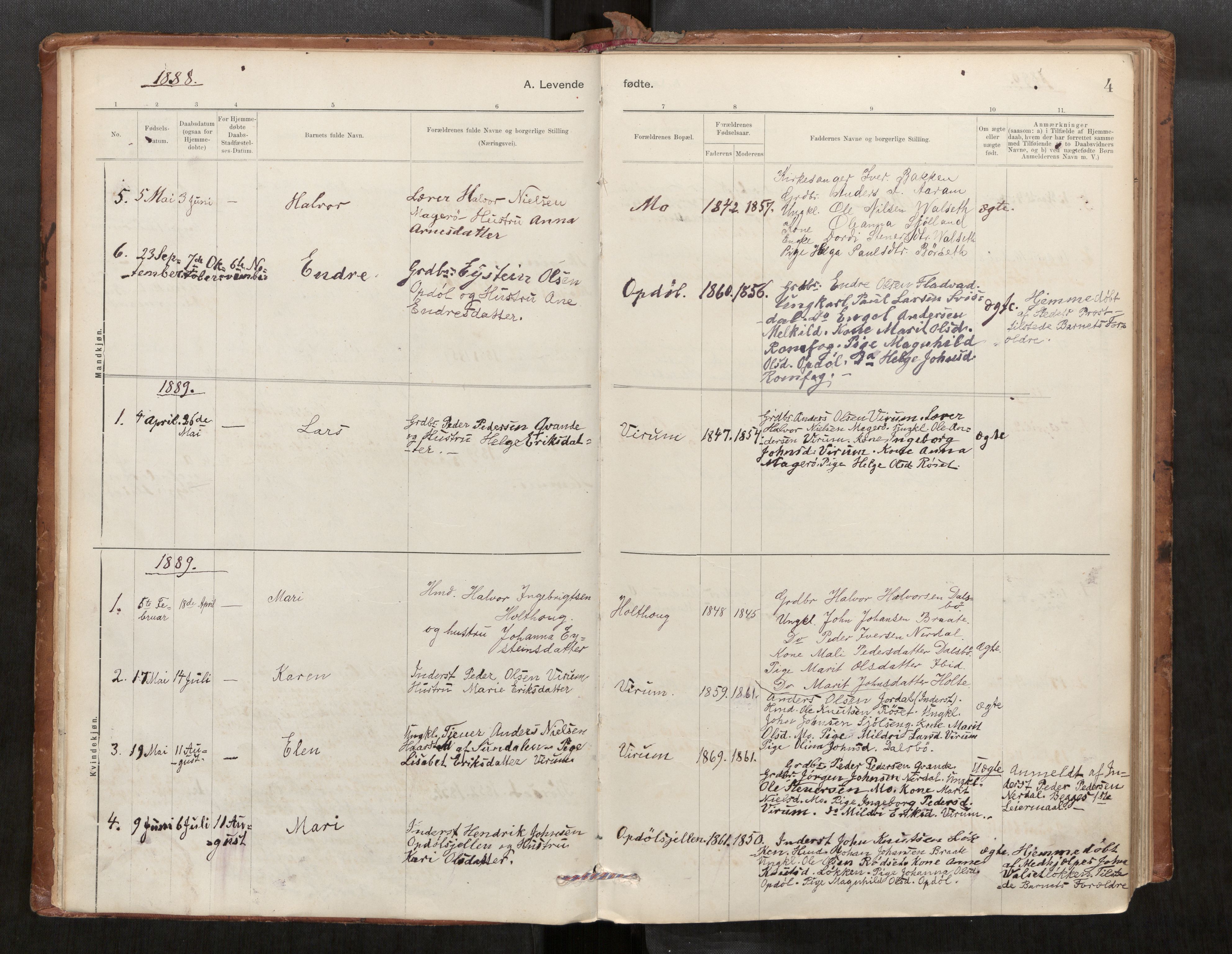 Parish register (official) no. 1, 1886-1908, p. 4