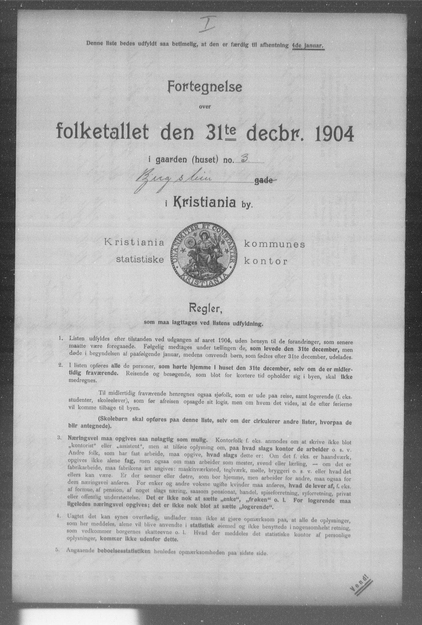 OBA, Municipal Census 1904 for Kristiania, 1904, p. 996