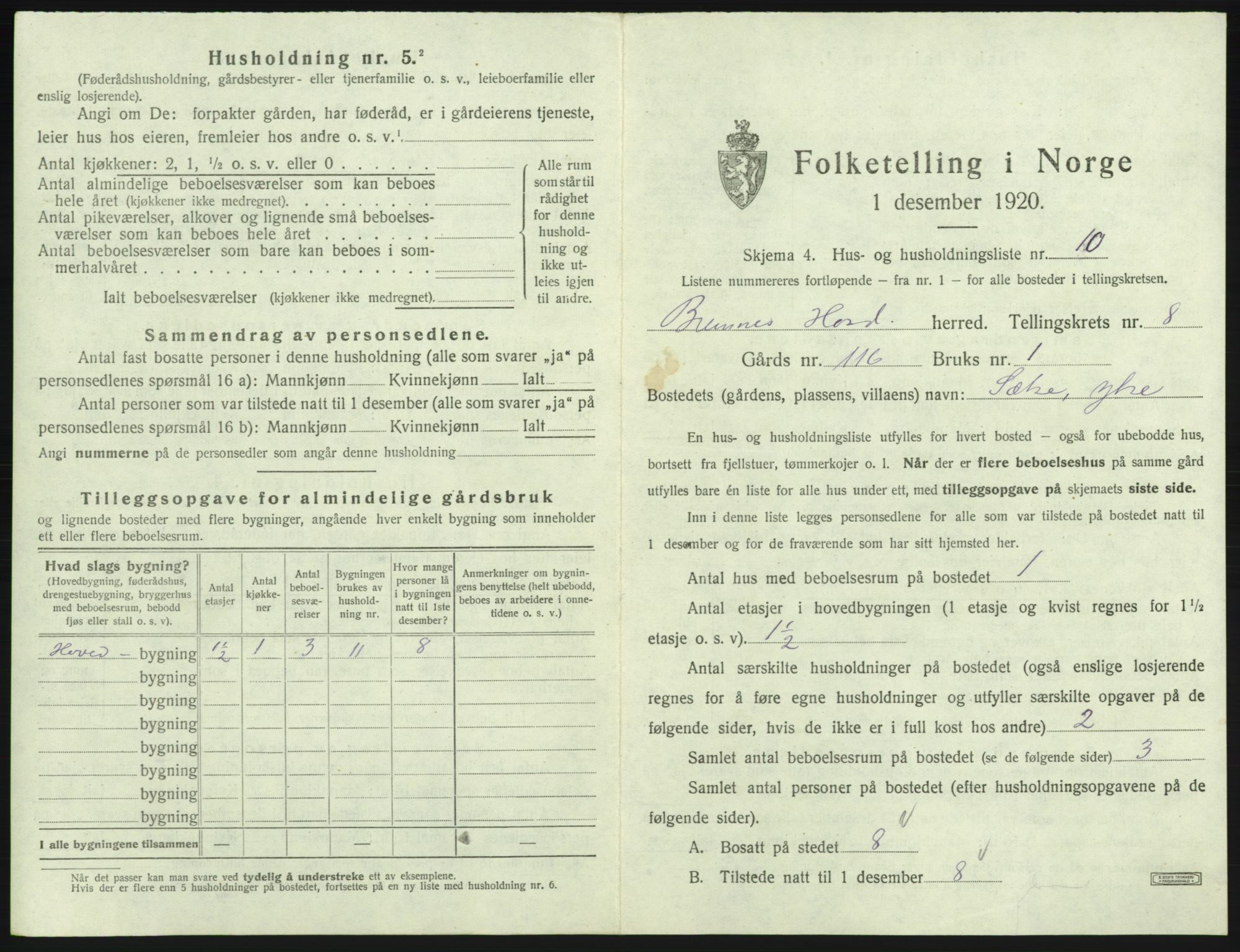 SAB, 1920 census for Bremnes, 1920, p. 650