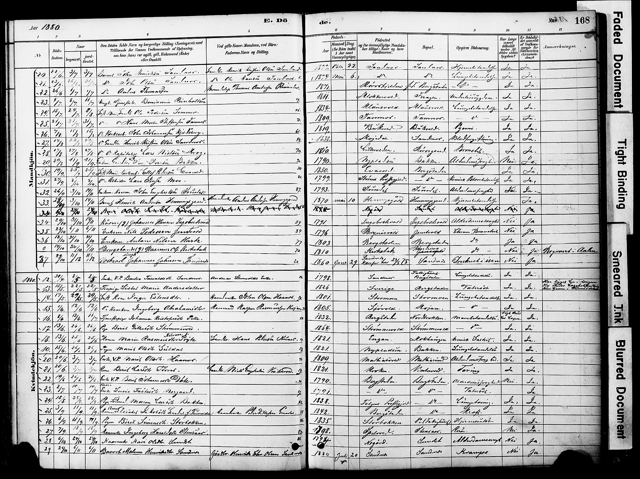 Ministerialprotokoller, klokkerbøker og fødselsregistre - Sør-Trøndelag, SAT/A-1456/681/L0933: Parish register (official) no. 681A11, 1879-1890, p. 168