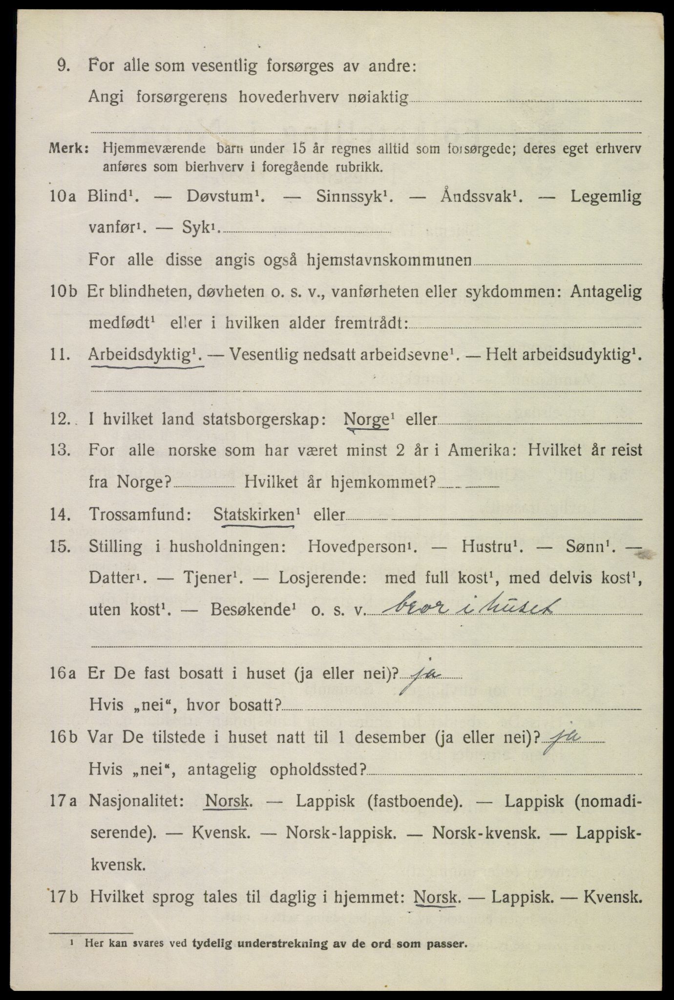 SAT, 1920 census for Evenes, 1920, p. 5853