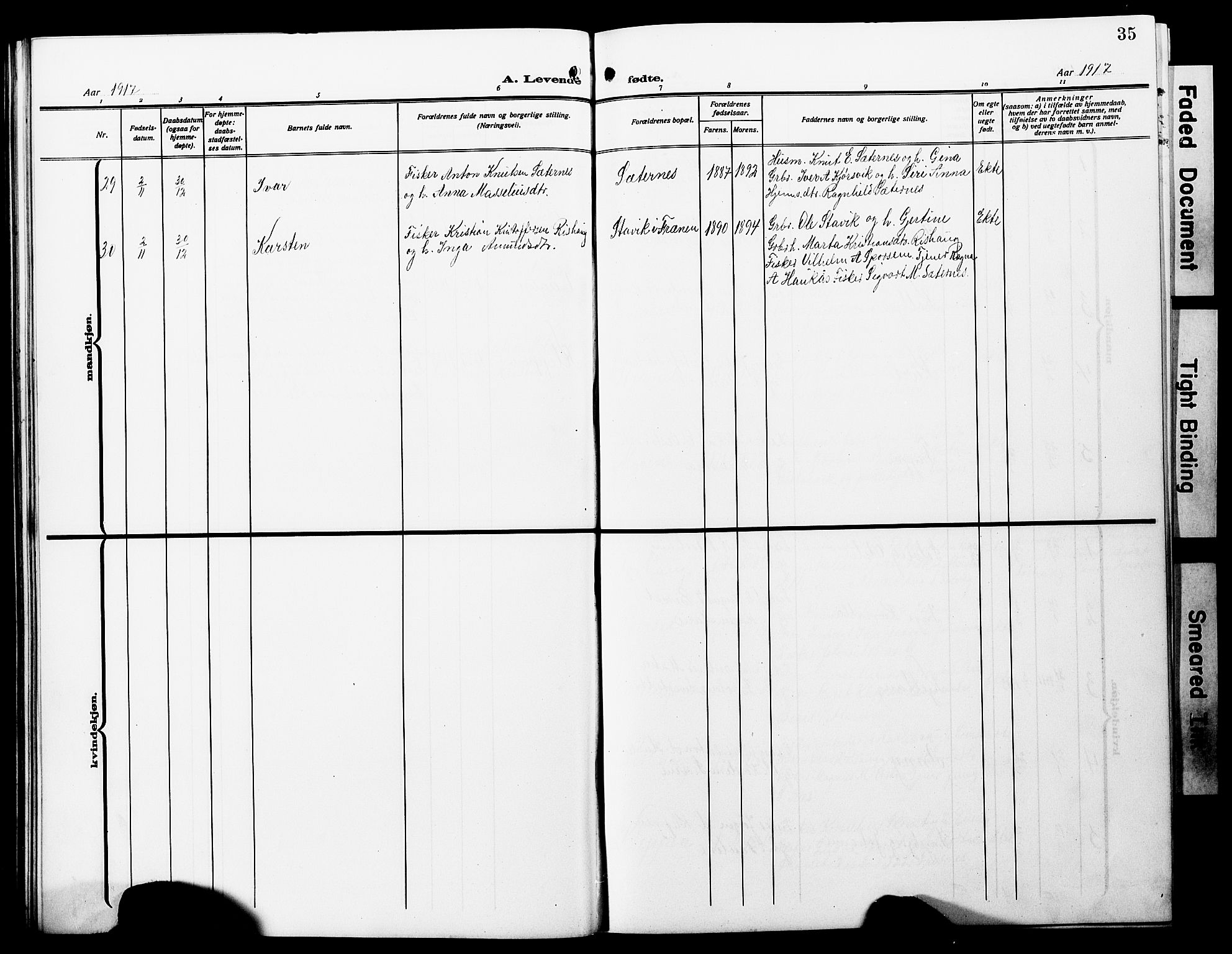 Ministerialprotokoller, klokkerbøker og fødselsregistre - Møre og Romsdal, SAT/A-1454/566/L0774: Parish register (copy) no. 566C03, 1910-1929, p. 35