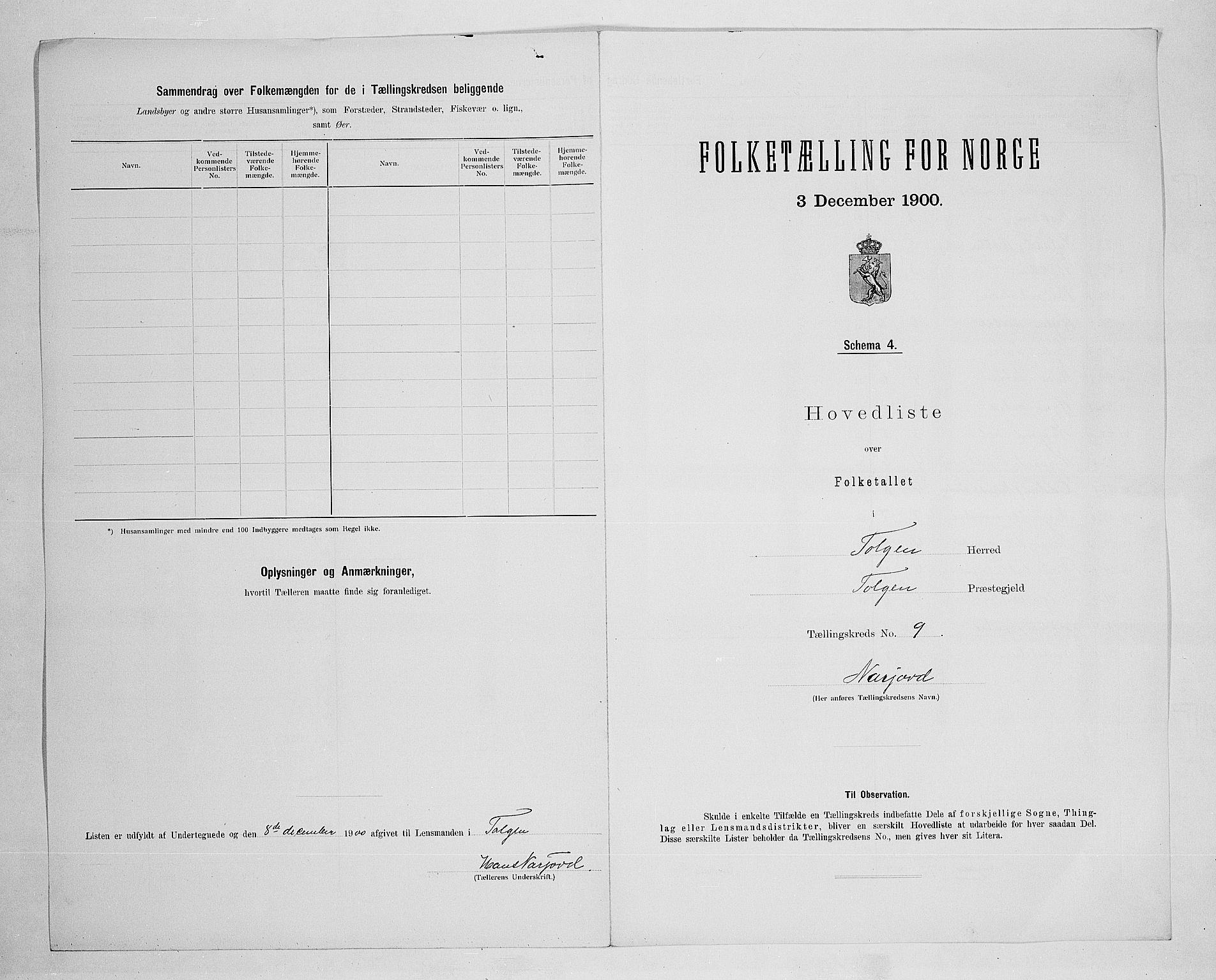 SAH, 1900 census for Tolga, 1900, p. 45