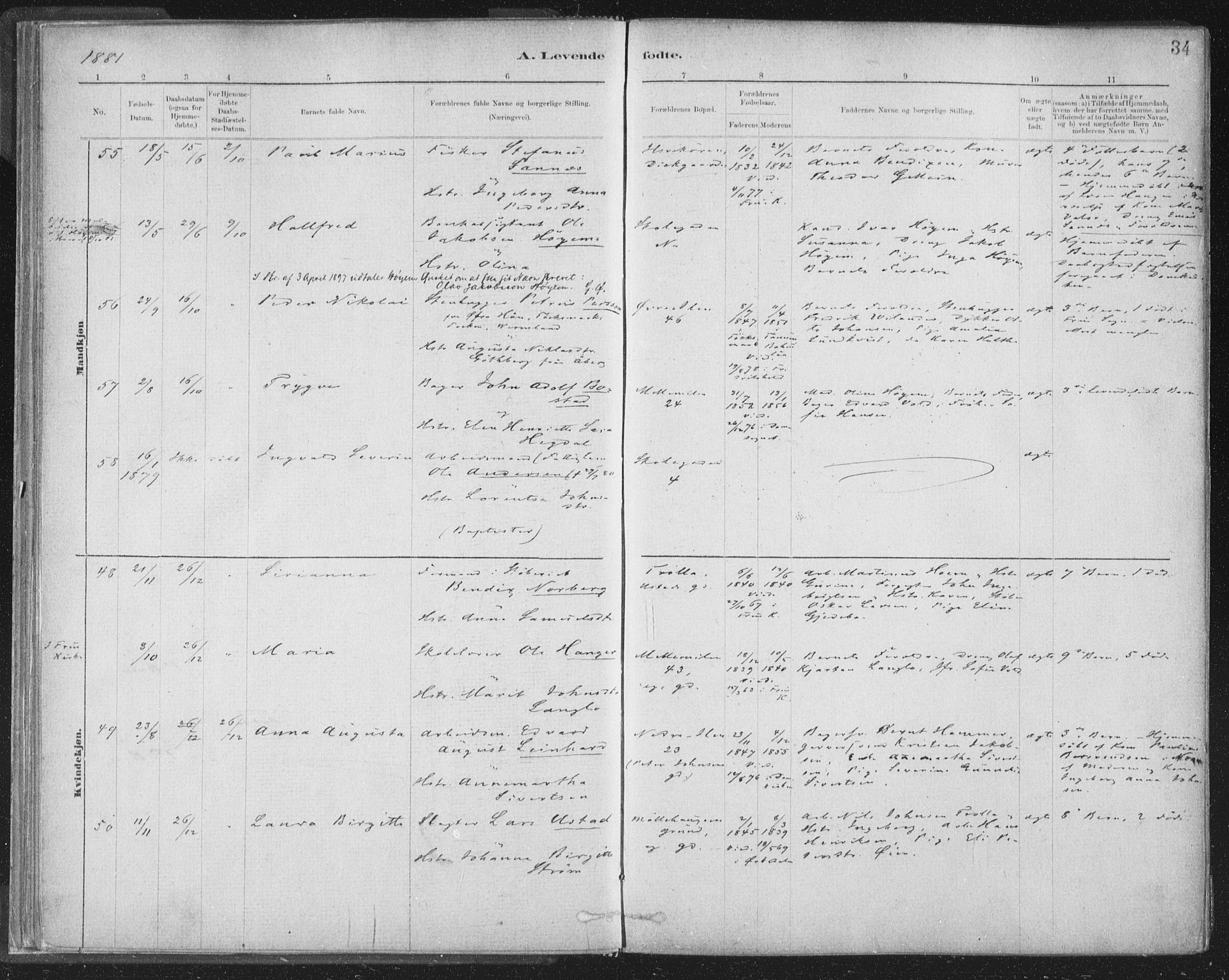 Ministerialprotokoller, klokkerbøker og fødselsregistre - Sør-Trøndelag, AV/SAT-A-1456/603/L0162: Parish register (official) no. 603A01, 1879-1895, p. 34