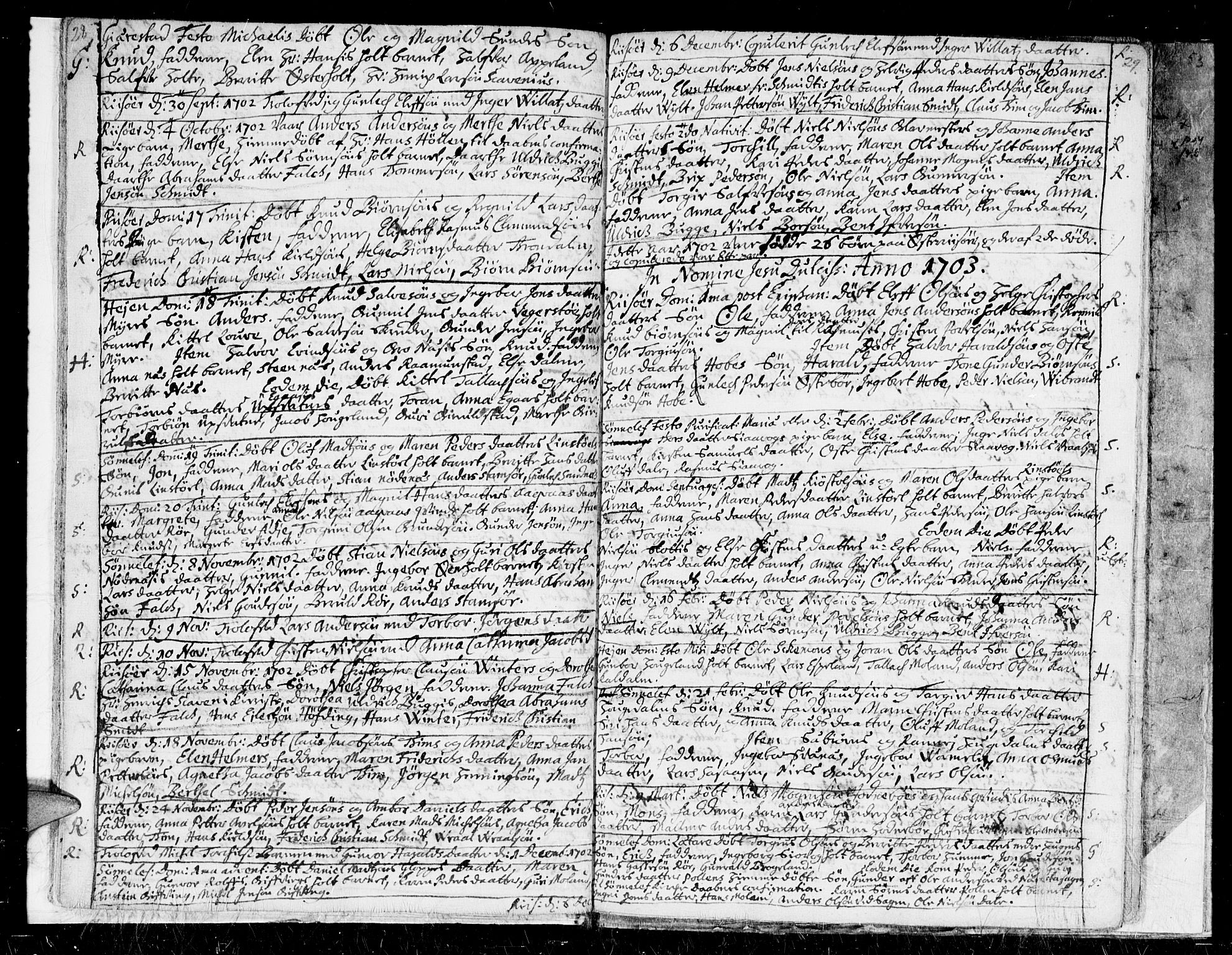 Gjerstad sokneprestkontor, AV/SAK-1111-0014/F/Fa/Faa/L0001: Parish register (official) no. A 1, 1695-1717, p. 28-29