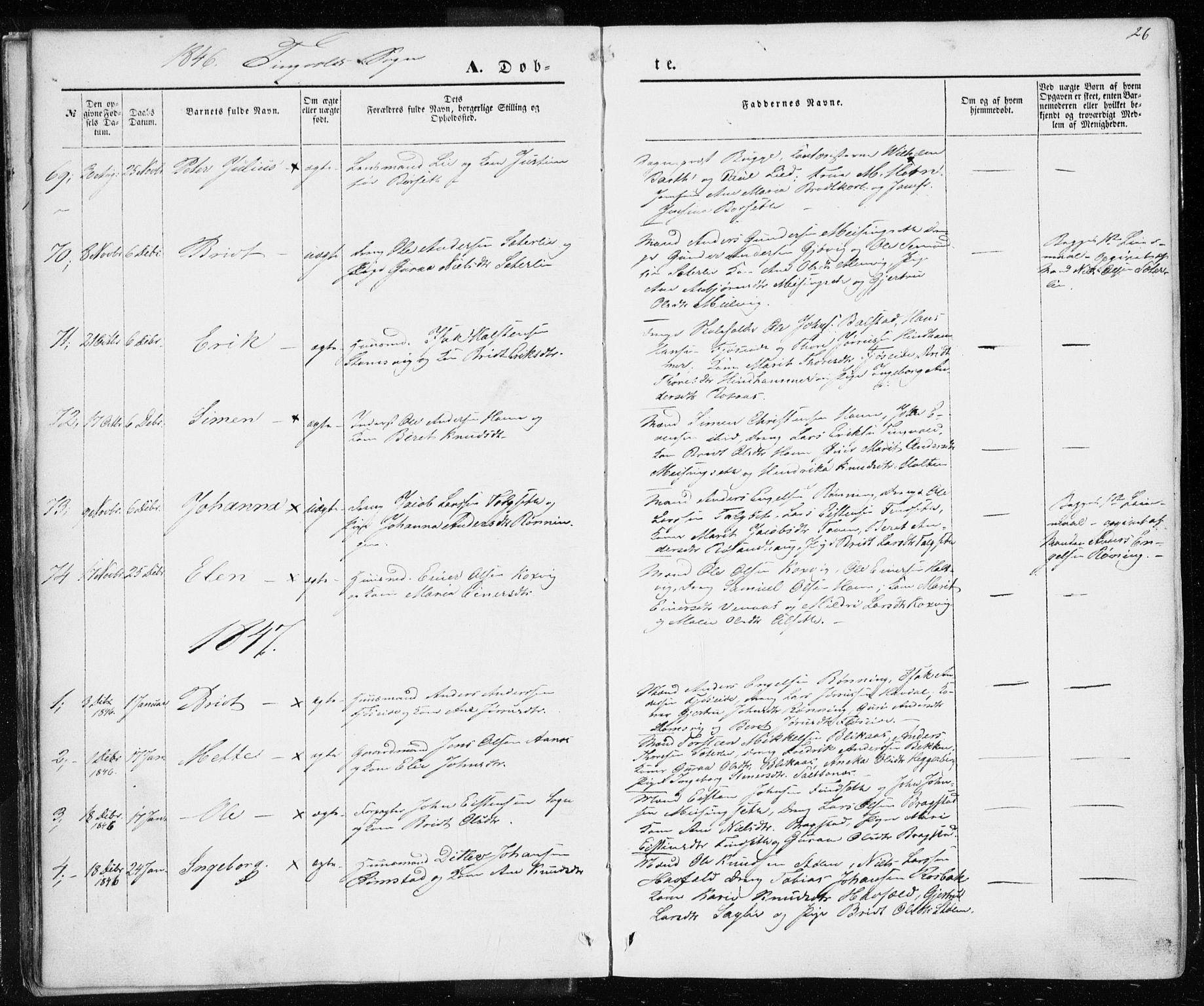 Ministerialprotokoller, klokkerbøker og fødselsregistre - Møre og Romsdal, SAT/A-1454/586/L0984: Parish register (official) no. 586A10, 1844-1856, p. 26