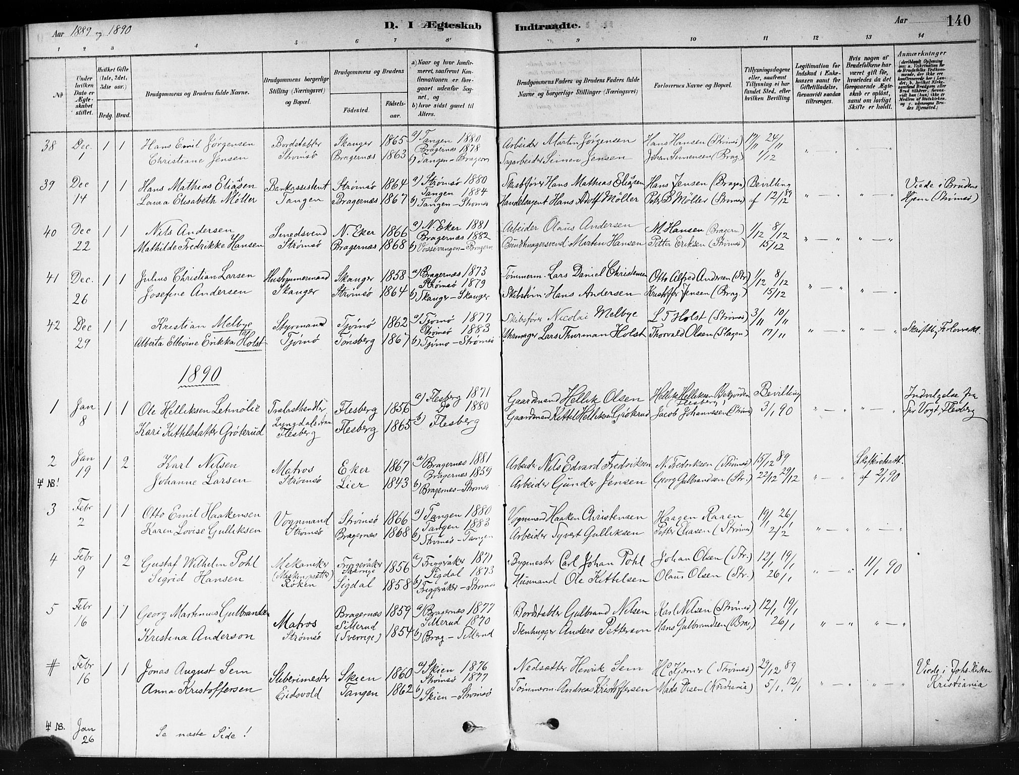 Strømsø kirkebøker, AV/SAKO-A-246/F/Fa/L0022: Parish register (official) no. I 22, 1879-1899, p. 140