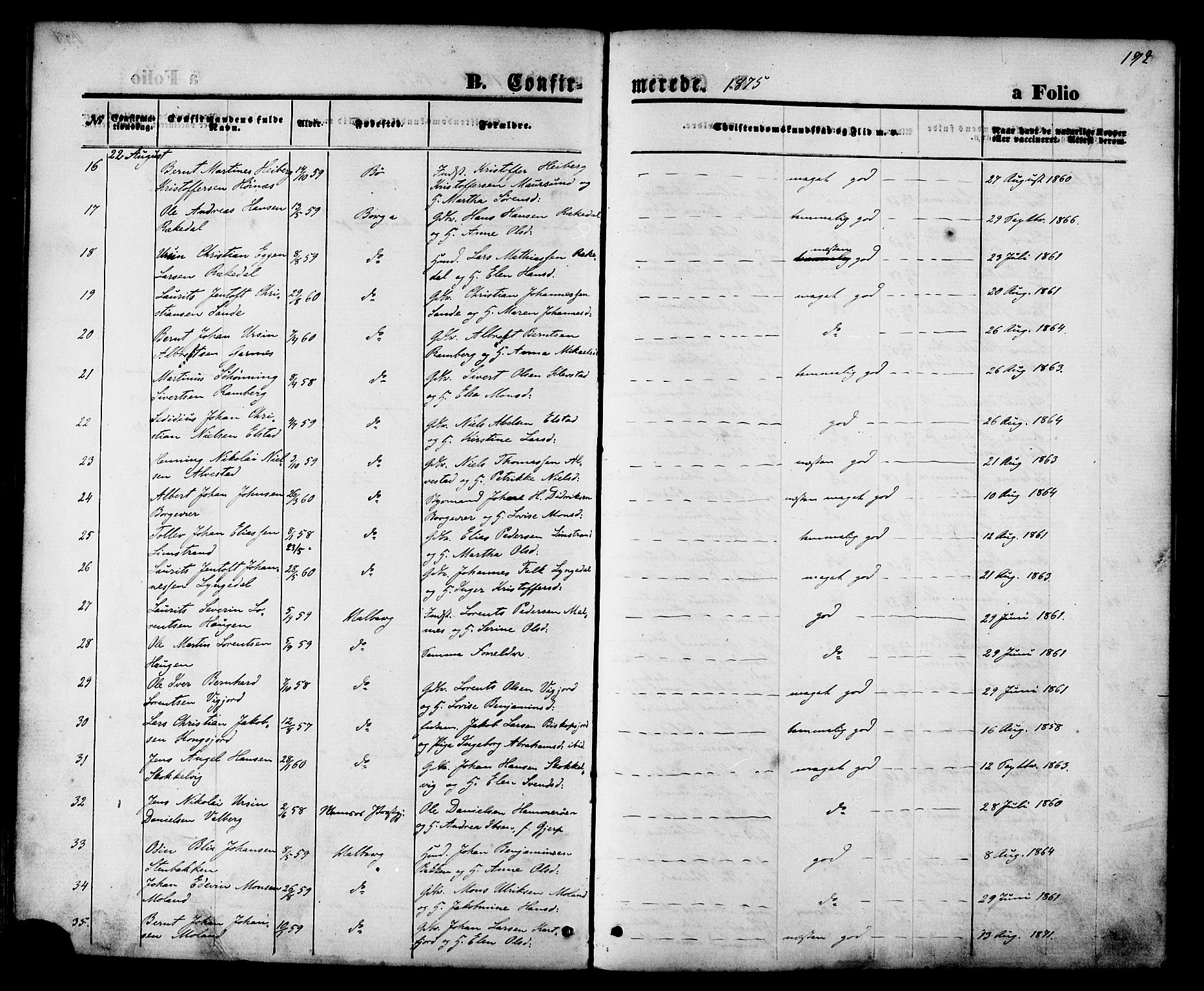 Ministerialprotokoller, klokkerbøker og fødselsregistre - Nordland, SAT/A-1459/880/L1132: Parish register (official) no. 880A06, 1869-1887, p. 192