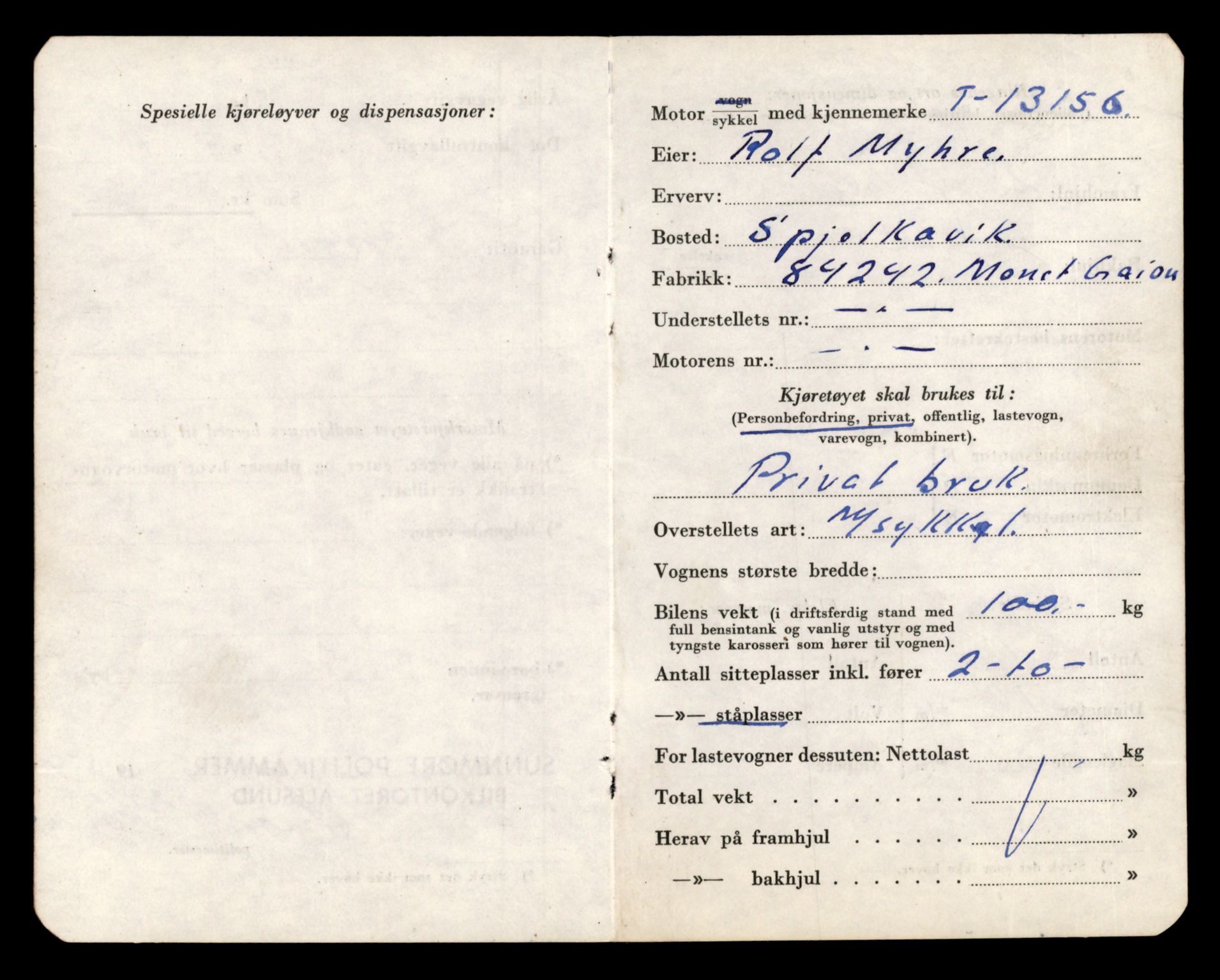 Møre og Romsdal vegkontor - Ålesund trafikkstasjon, AV/SAT-A-4099/F/Fe/L0037: Registreringskort for kjøretøy T 13031 - T 13179, 1927-1998, p. 2467