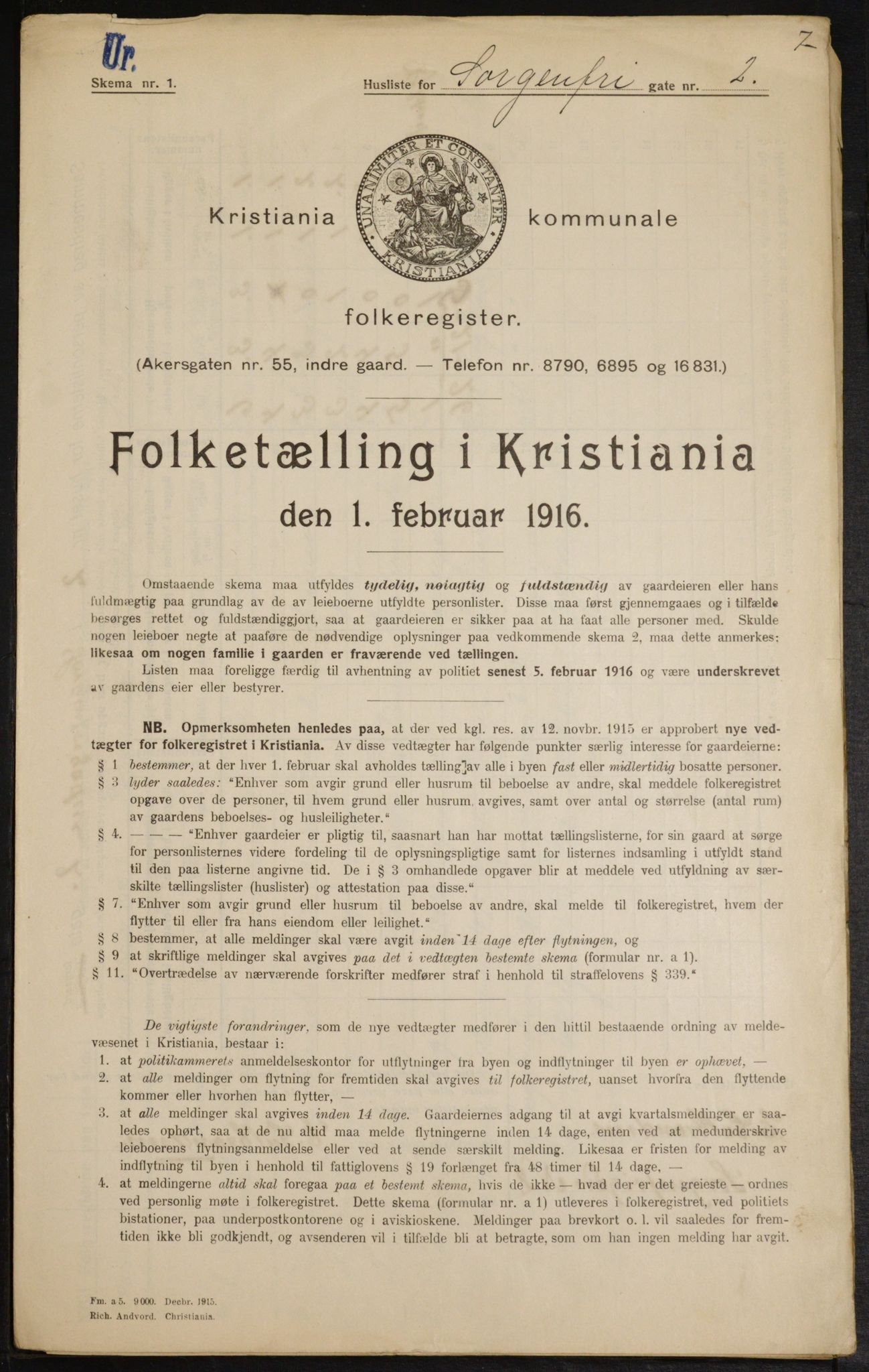 OBA, Municipal Census 1916 for Kristiania, 1916, p. 102276