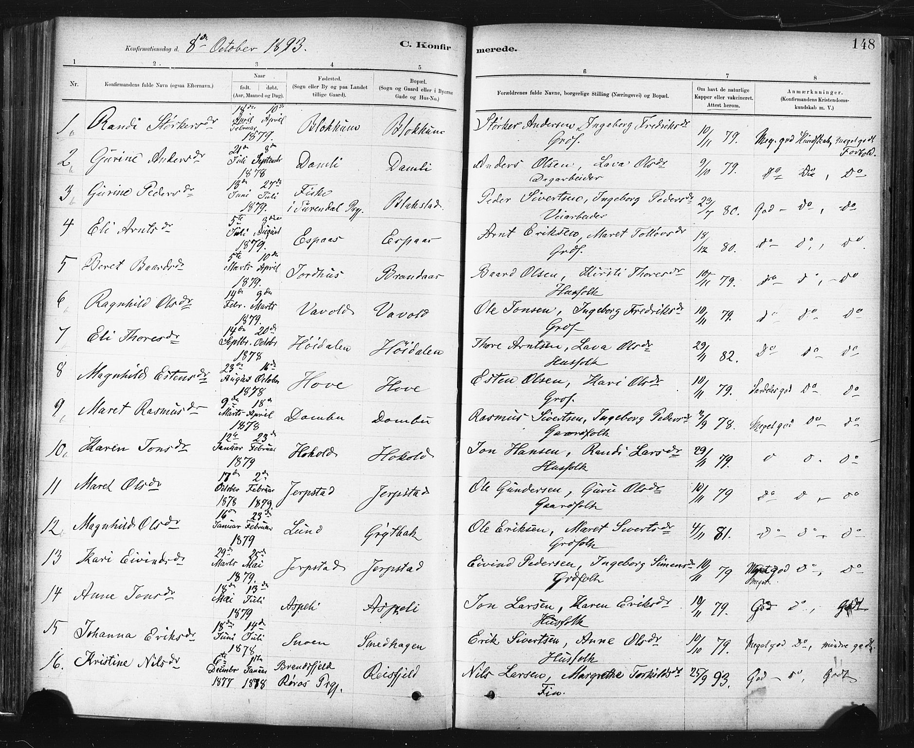 Ministerialprotokoller, klokkerbøker og fødselsregistre - Sør-Trøndelag, AV/SAT-A-1456/672/L0857: Parish register (official) no. 672A09, 1882-1893, p. 148