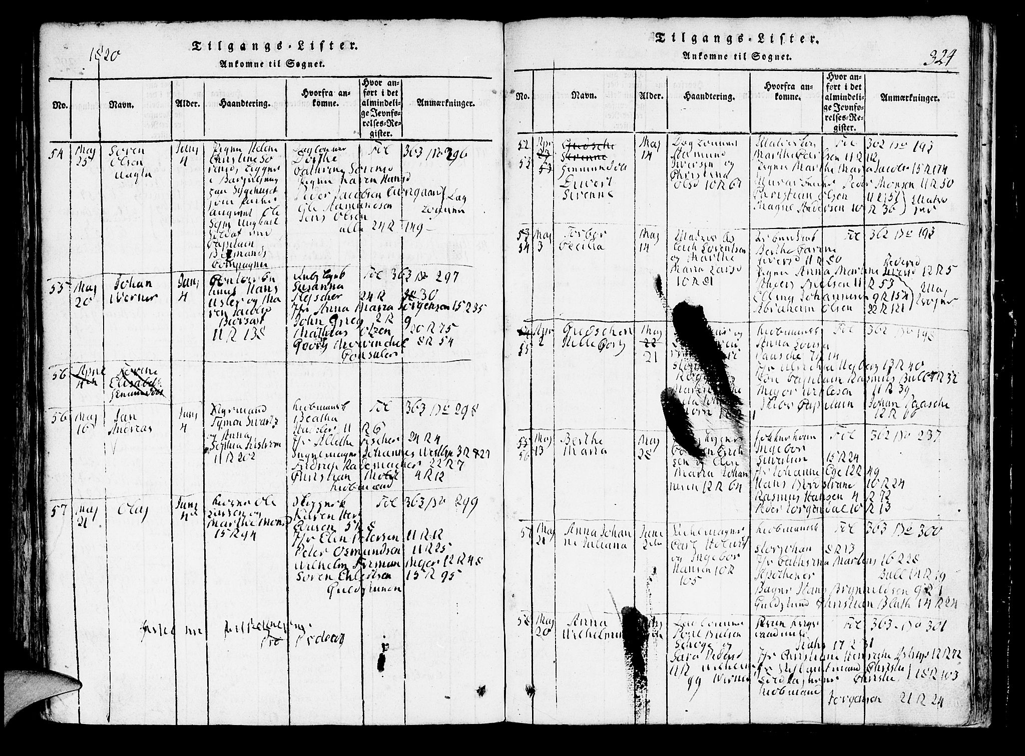 Domkirken sokneprestembete, SAB/A-74801/H/Hab/L0001: Parish register (copy) no. A 1, 1816-1821, p. 324