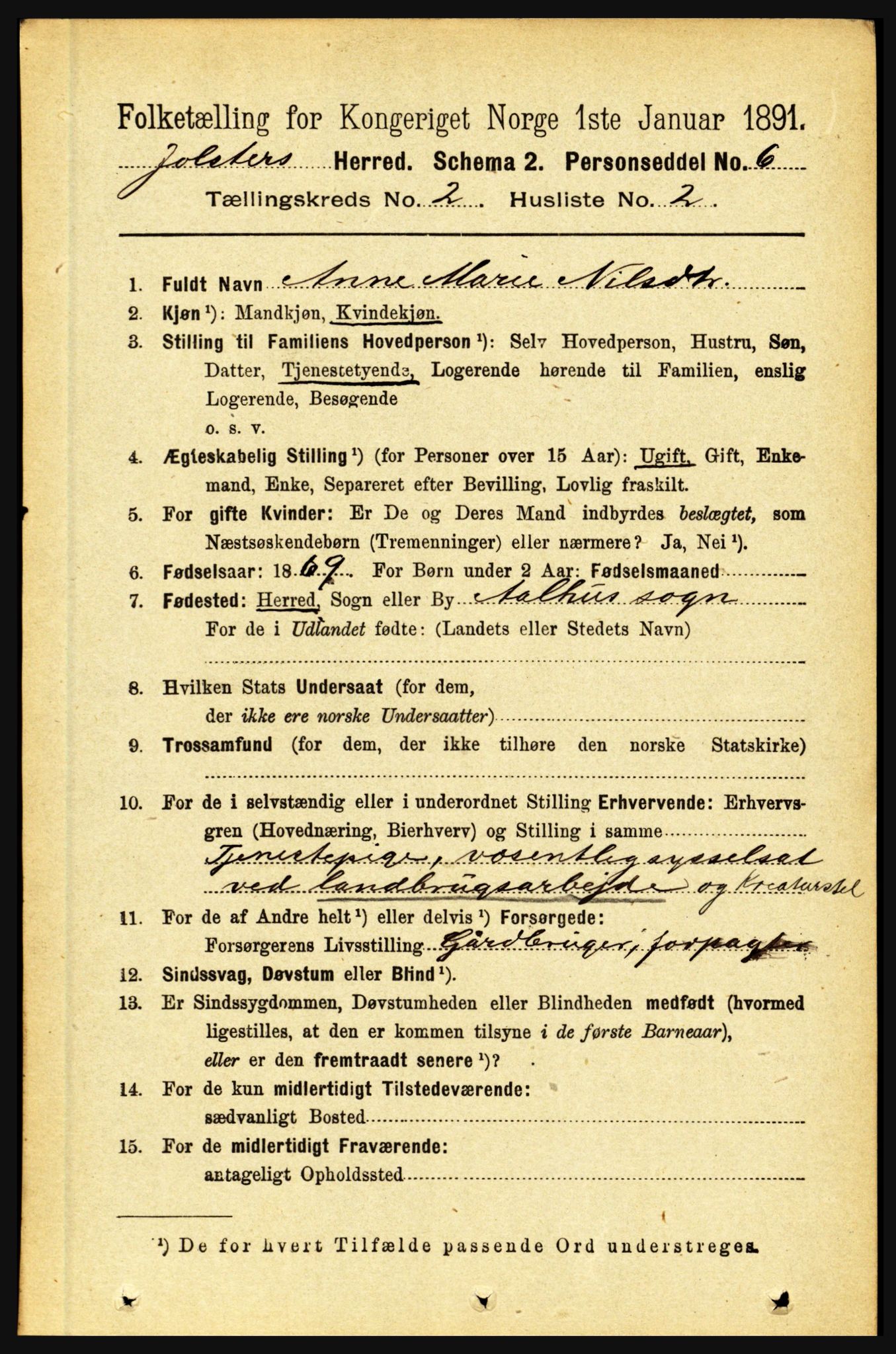 RA, 1891 census for 1431 Jølster, 1891, p. 584