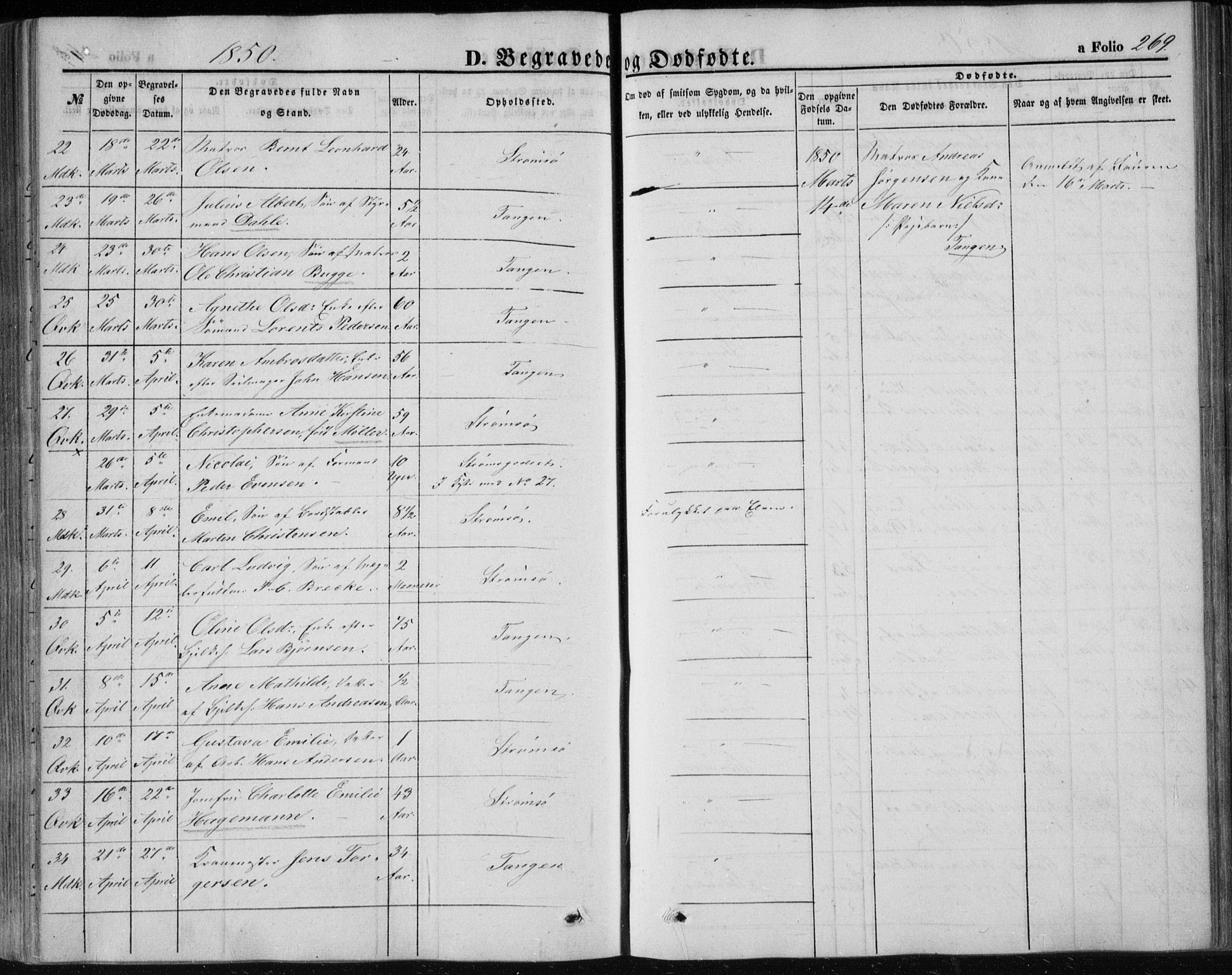 Strømsø kirkebøker, SAKO/A-246/F/Fa/L0014: Parish register (official) no. I 14, 1848-1858, p. 269
