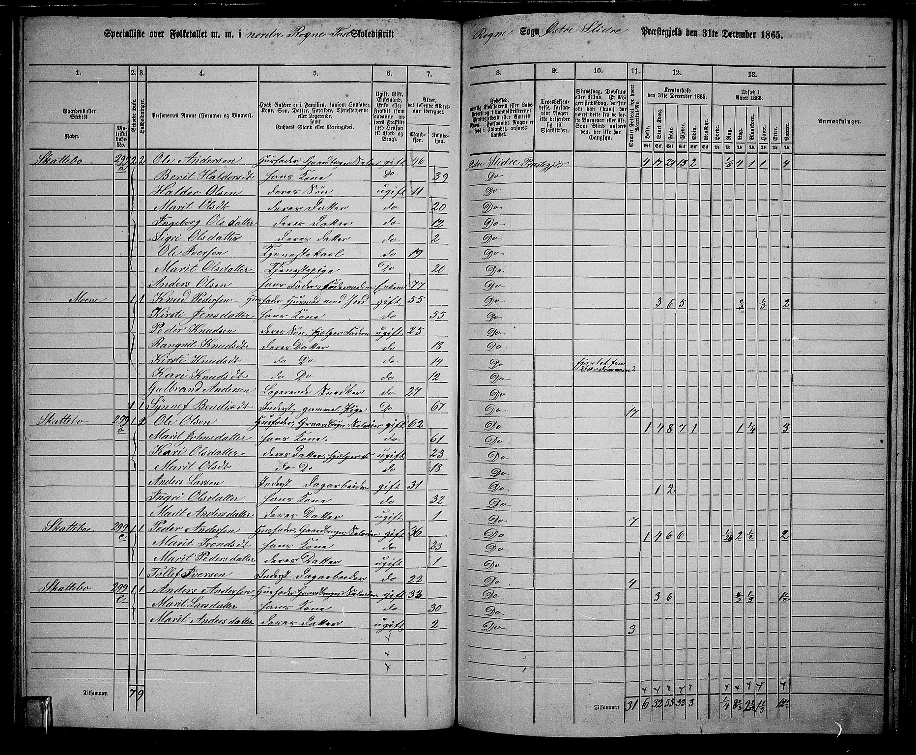 RA, 1865 census for Øystre Slidre, 1865, p. 84