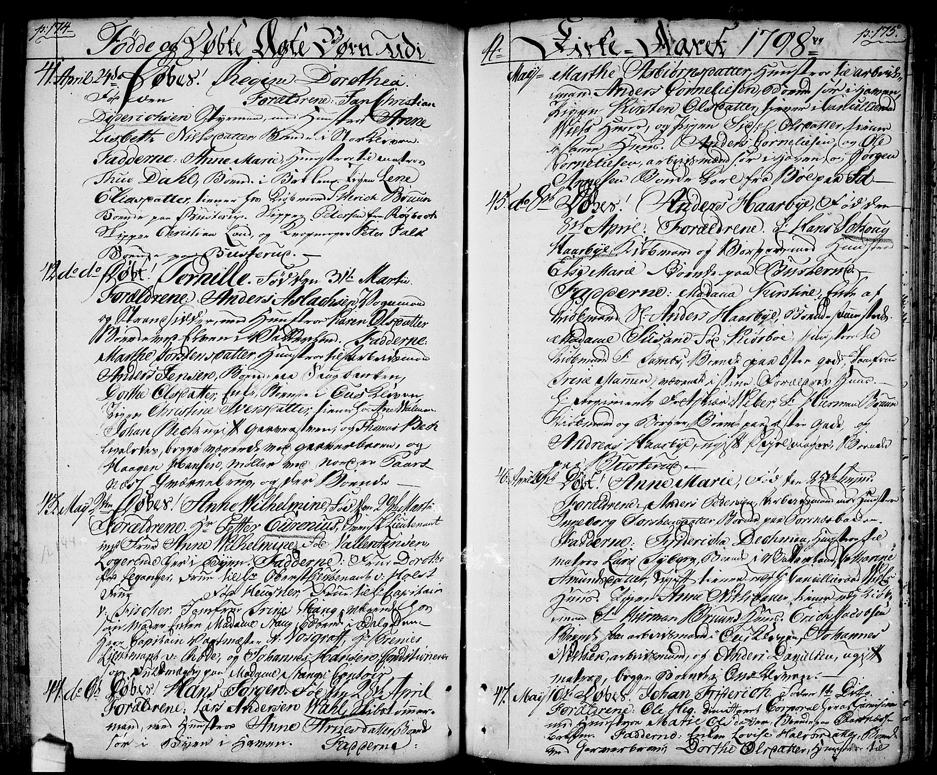 Halden prestekontor Kirkebøker, SAO/A-10909/F/Fa/L0002: Parish register (official) no. I 2, 1792-1812, p. 174-175
