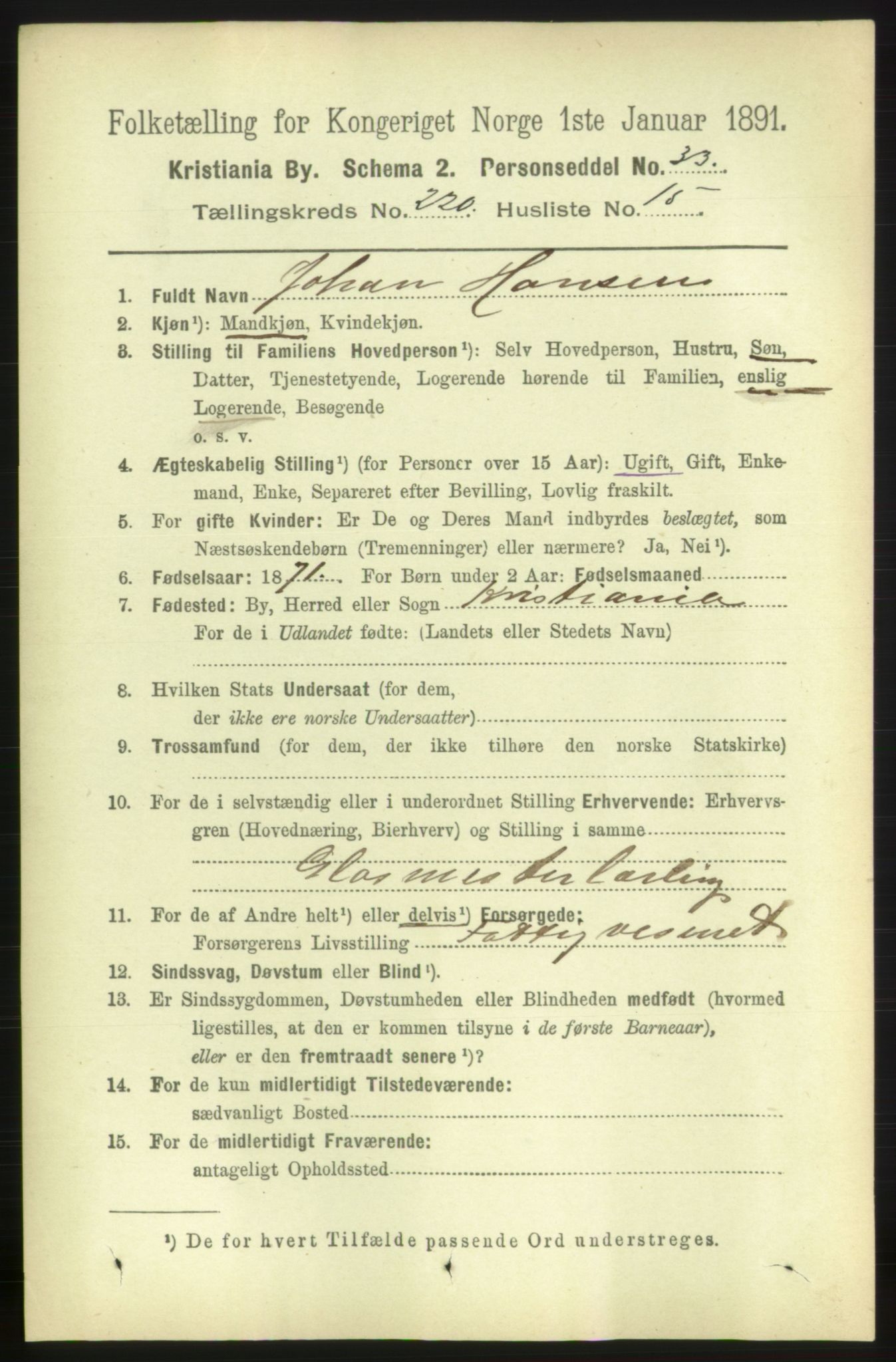 RA, 1891 census for 0301 Kristiania, 1891, p. 131431