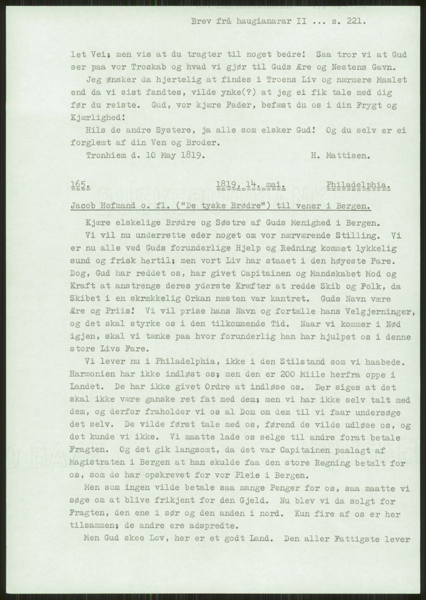 Samlinger til kildeutgivelse, Haugianerbrev, AV/RA-EA-6834/F/L0002: Haugianerbrev II: 1805-1821, 1805-1821, p. 221