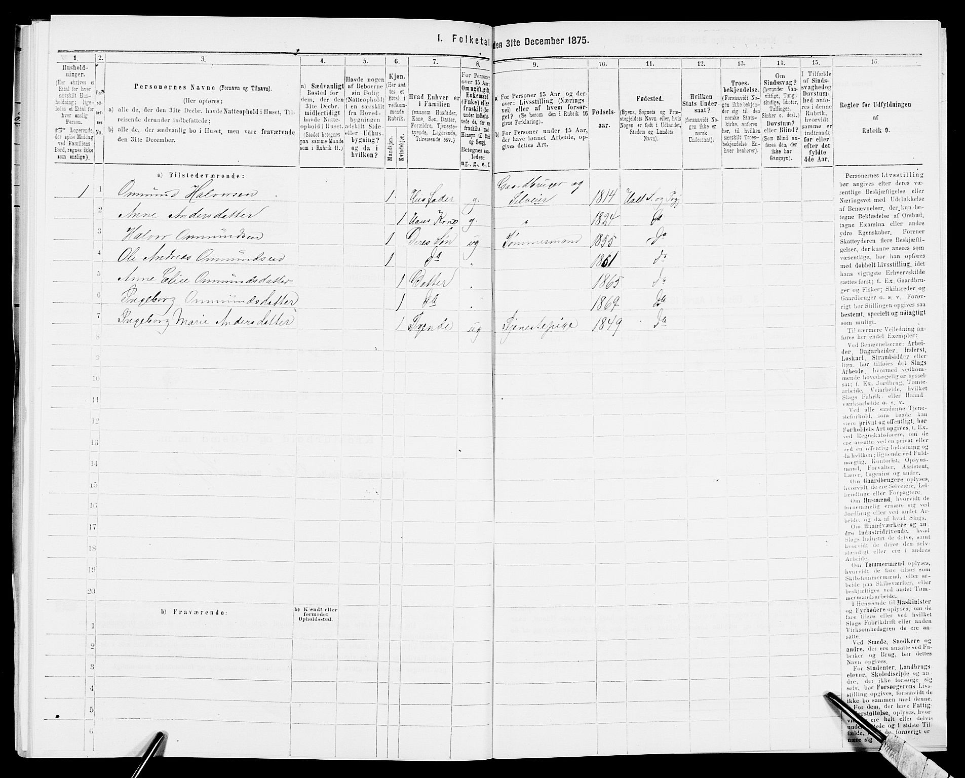 SAK, 1875 census for 0914L Holt/Holt, 1875, p. 1282