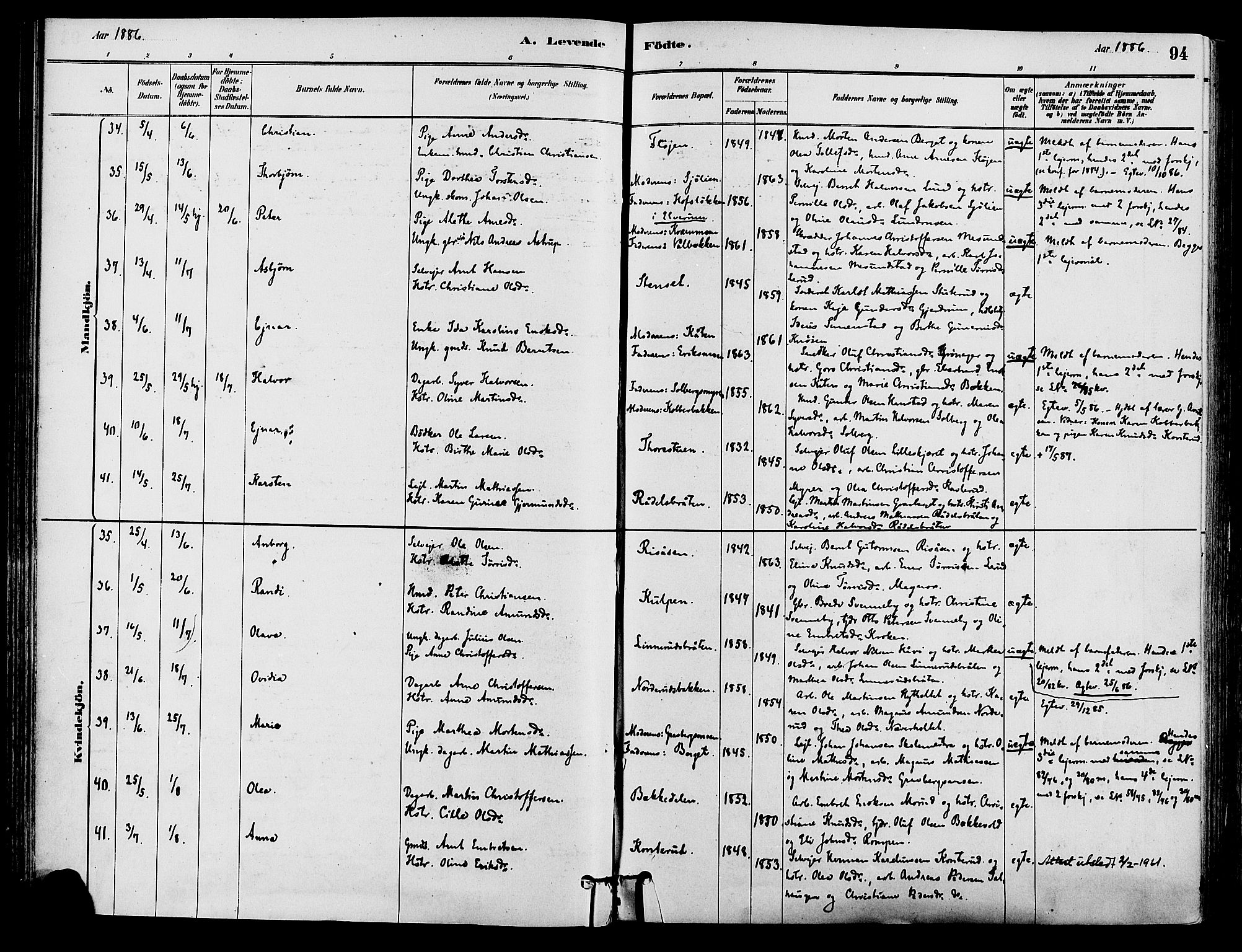 Våler prestekontor, Hedmark, AV/SAH-PREST-040/H/Ha/Haa/L0002: Parish register (official) no. 3, 1879-1911, p. 94