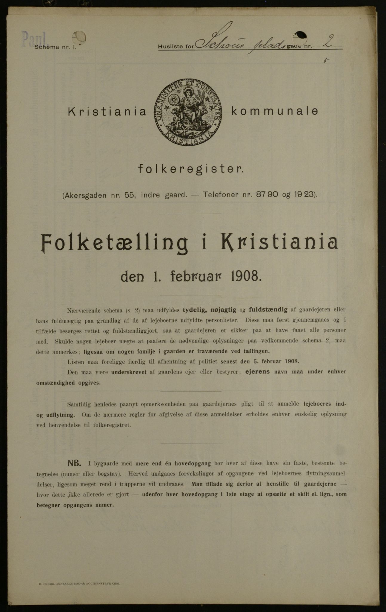 OBA, Municipal Census 1908 for Kristiania, 1908, p. 81319