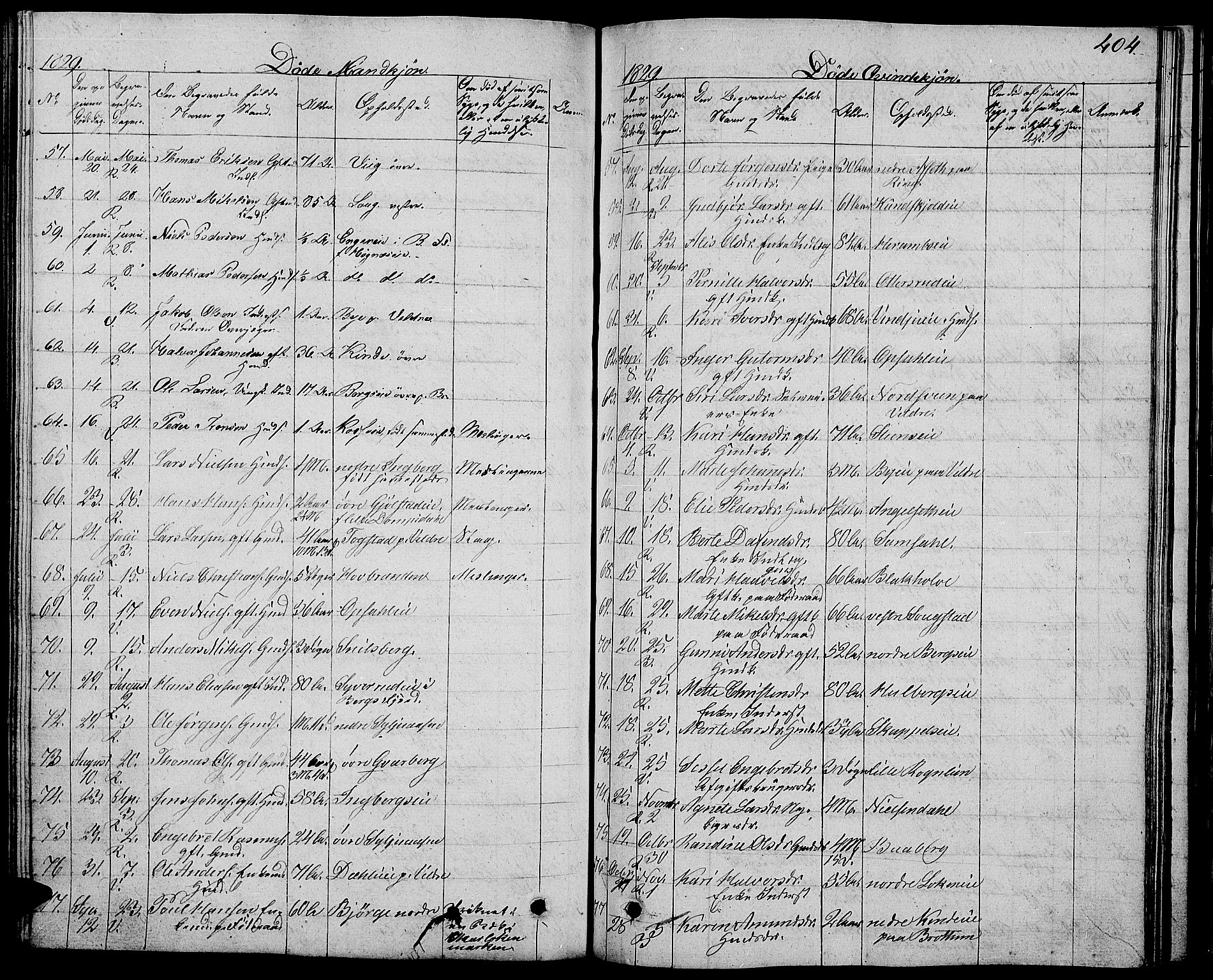 Ringsaker prestekontor, AV/SAH-PREST-014/L/La/L0004: Parish register (copy) no. 4, 1827-1838, p. 404