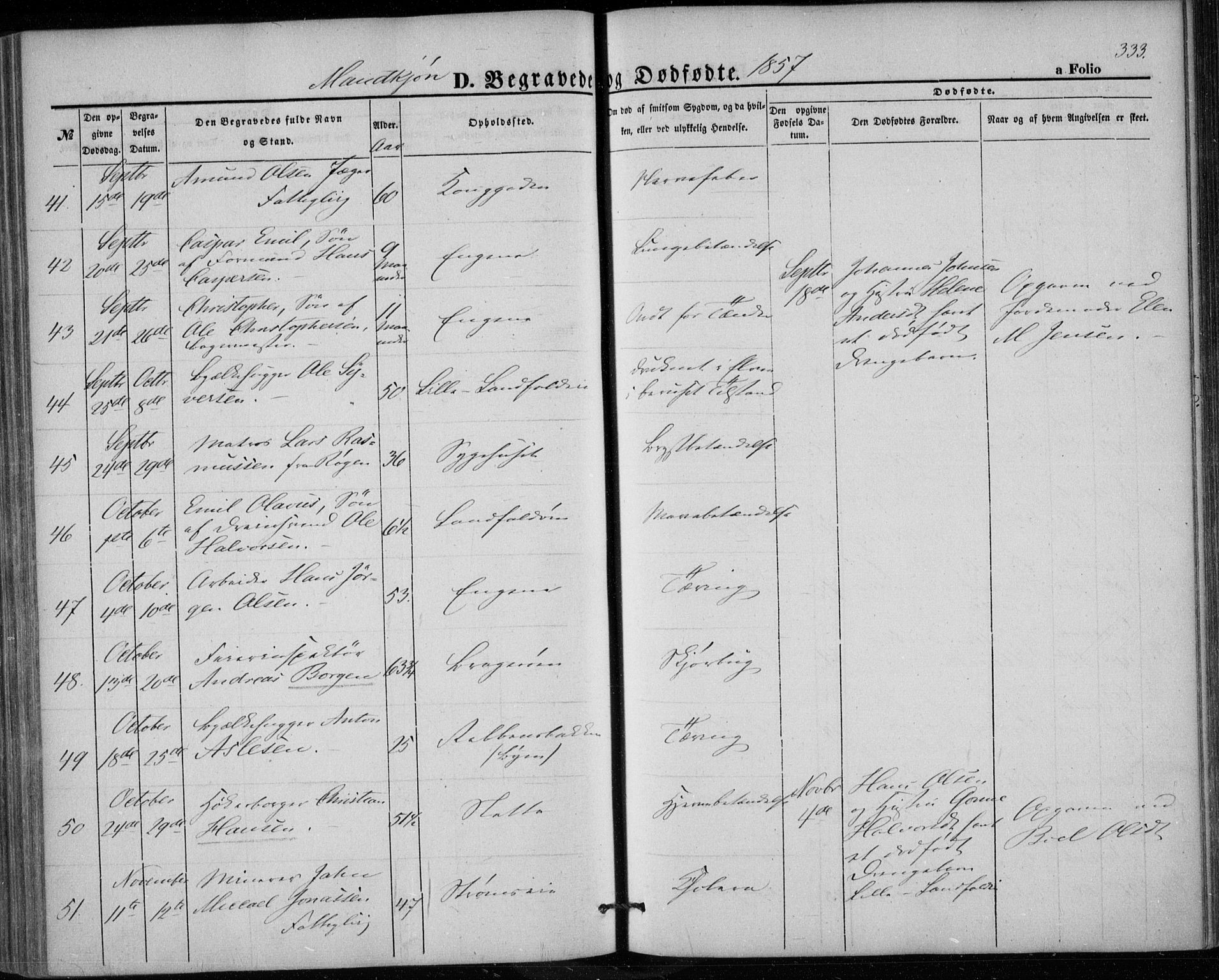 Bragernes kirkebøker, SAKO/A-6/F/Fb/L0002: Parish register (official) no. II 2, 1848-1859, p. 333