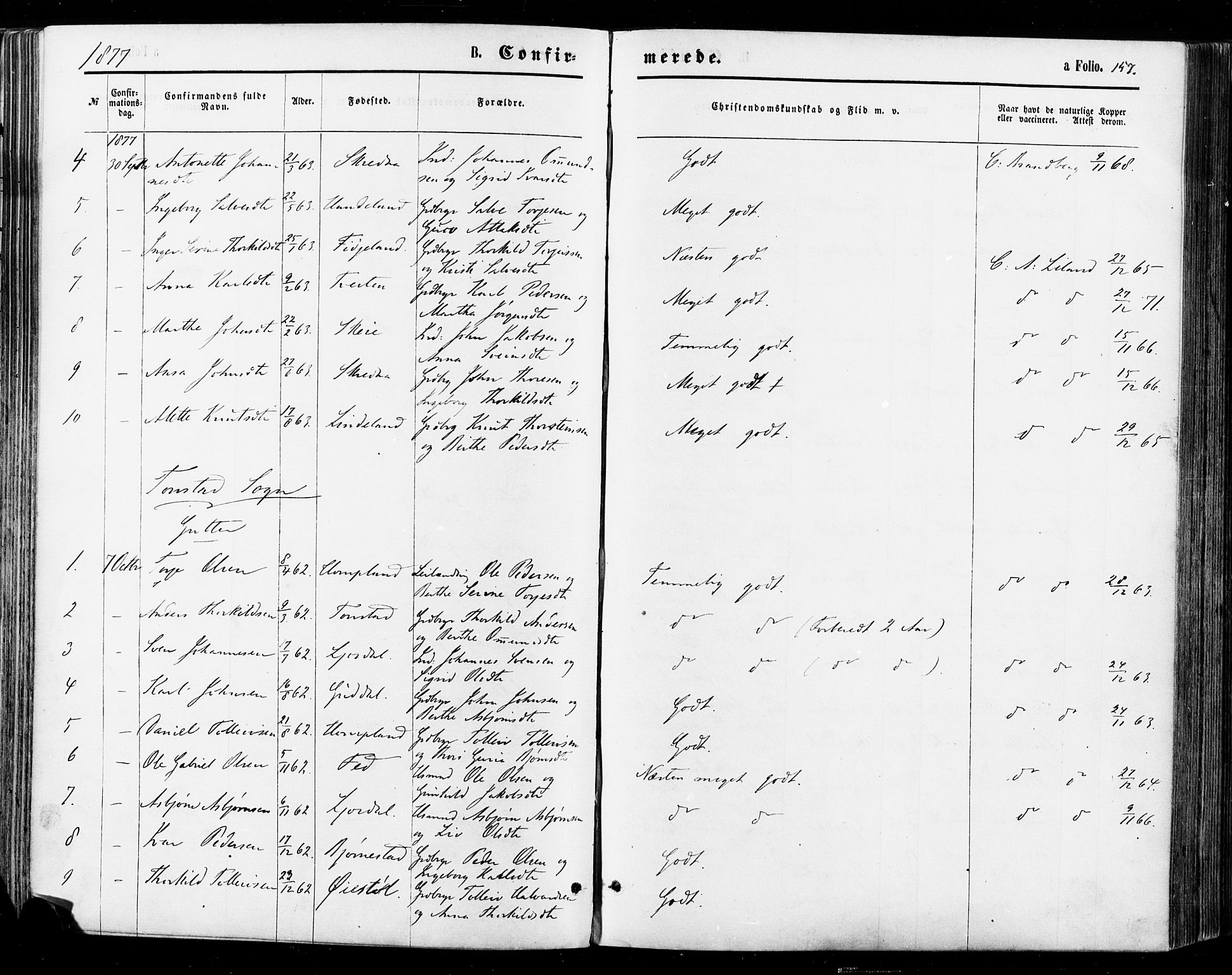 Sirdal sokneprestkontor, AV/SAK-1111-0036/F/Fa/Fab/L0003: Parish register (official) no. A 3, 1874-1886, p. 157