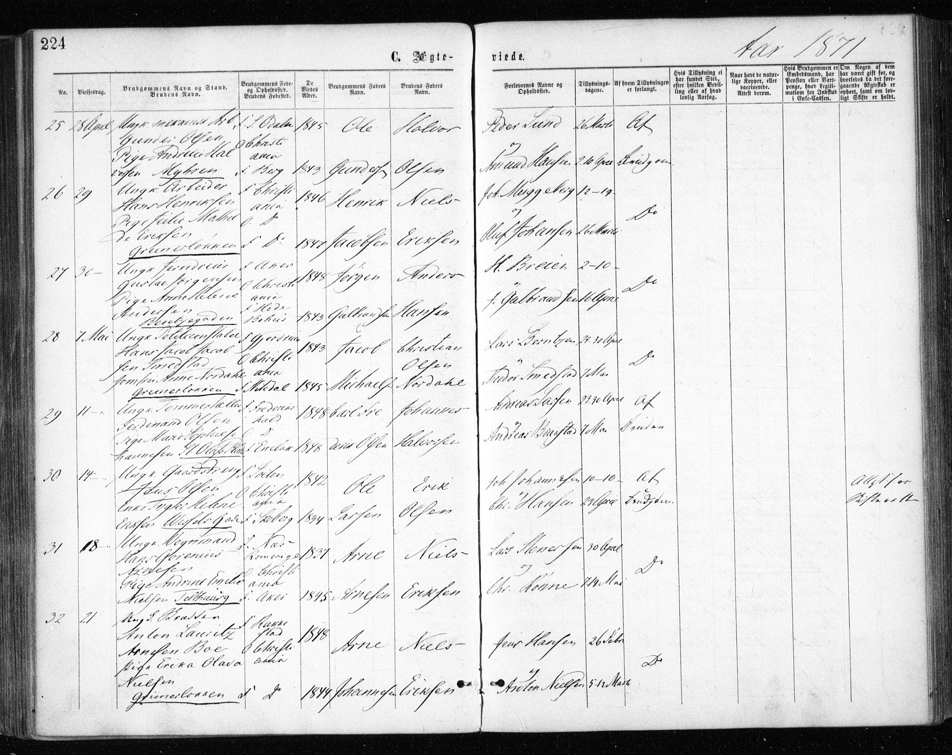 Gamle Aker prestekontor Kirkebøker, AV/SAO-A-10617a/F/L0003: Parish register (official) no. 3, 1865-1873, p. 224