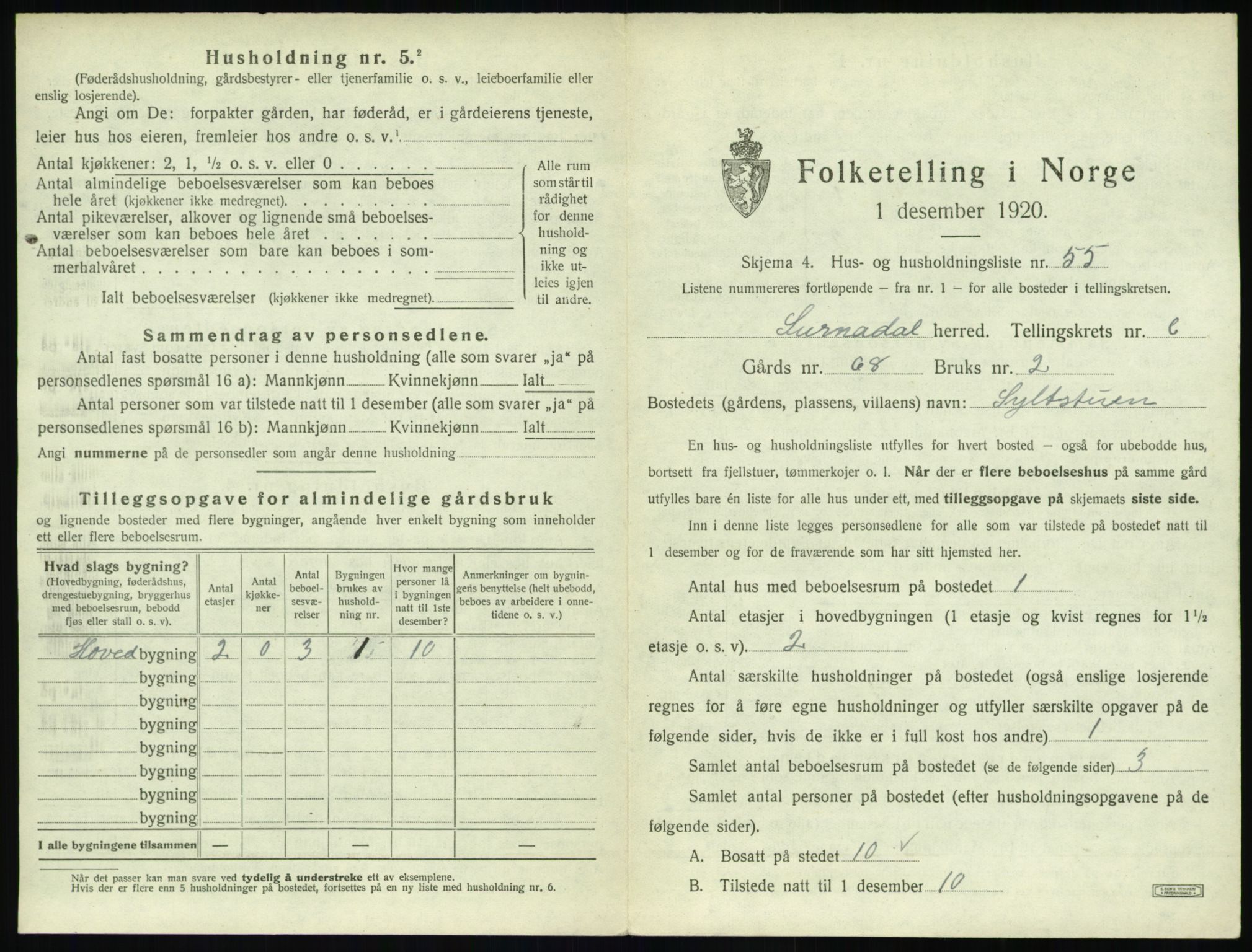 SAT, 1920 census for Surnadal, 1920, p. 703