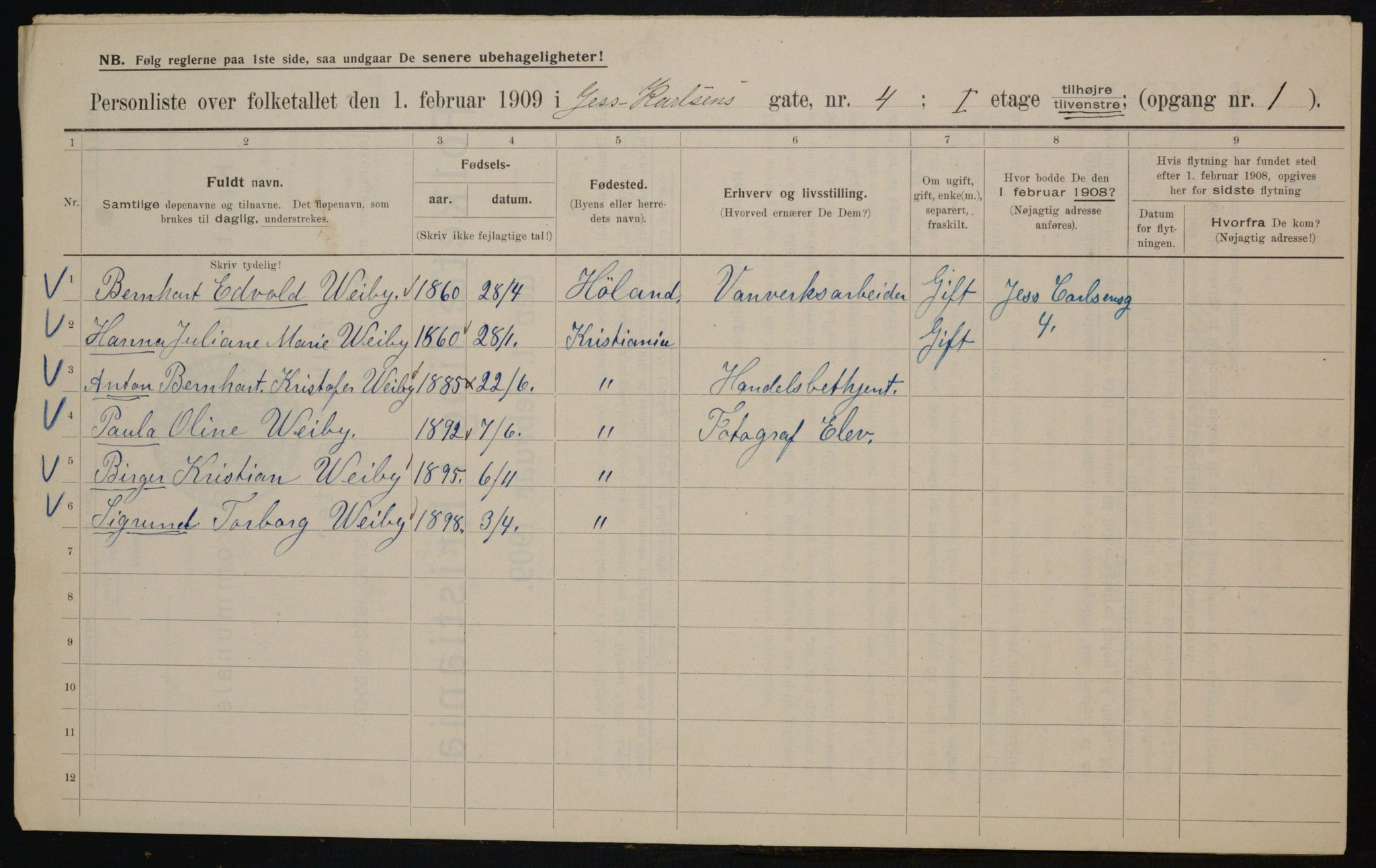 OBA, Municipal Census 1909 for Kristiania, 1909, p. 42922