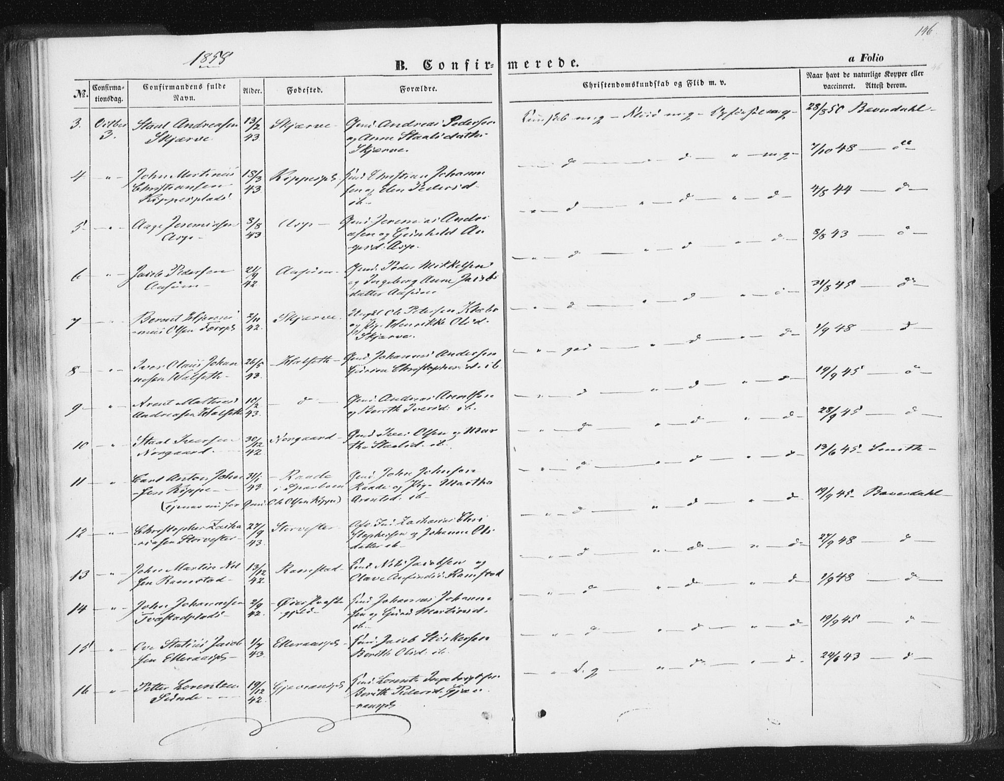 Ministerialprotokoller, klokkerbøker og fødselsregistre - Nord-Trøndelag, AV/SAT-A-1458/746/L0446: Parish register (official) no. 746A05, 1846-1859, p. 146