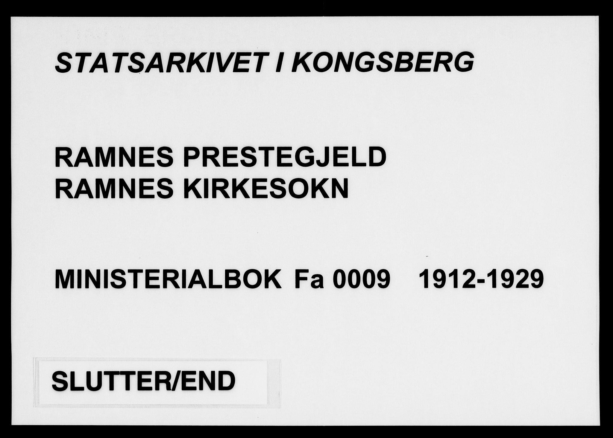 Ramnes kirkebøker, SAKO/A-314/F/Fa/L0009: Parish register (official) no. I 9, 1912-1929