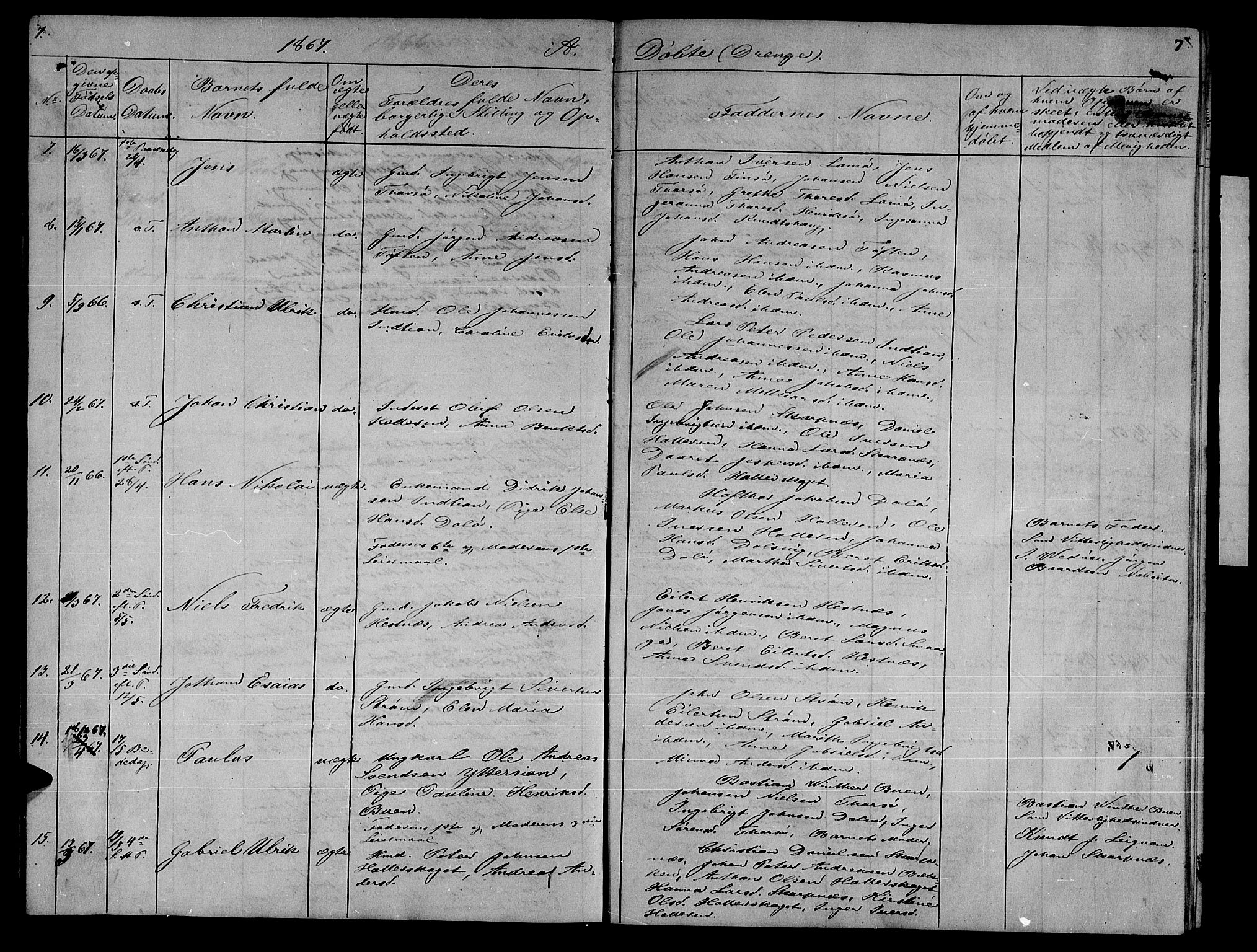 Ministerialprotokoller, klokkerbøker og fødselsregistre - Sør-Trøndelag, SAT/A-1456/634/L0539: Parish register (copy) no. 634C01, 1866-1873, p. 7