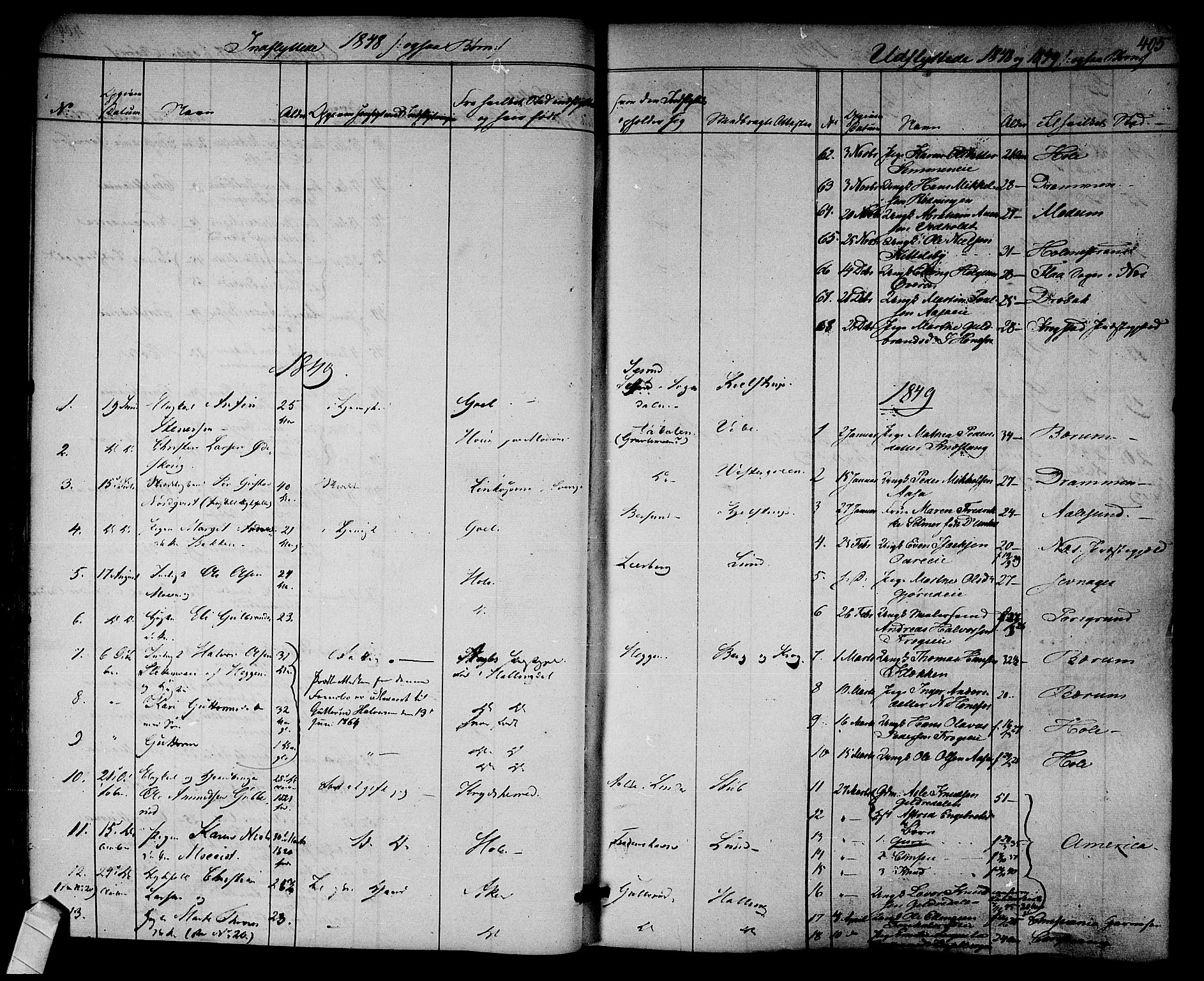 Norderhov kirkebøker, SAKO/A-237/F/Fa/L0011: Parish register (official) no. 11, 1847-1856, p. 405