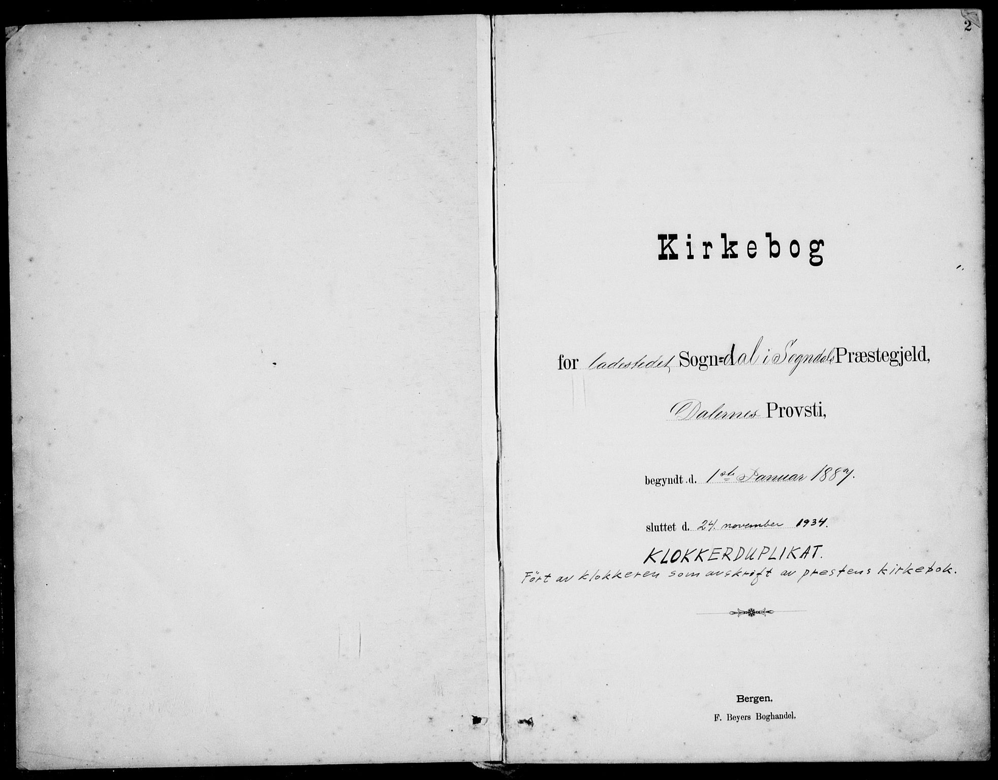 Sokndal sokneprestkontor, SAST/A-101808: Parish register (copy) no. B 5, 1887-1934, p. 2