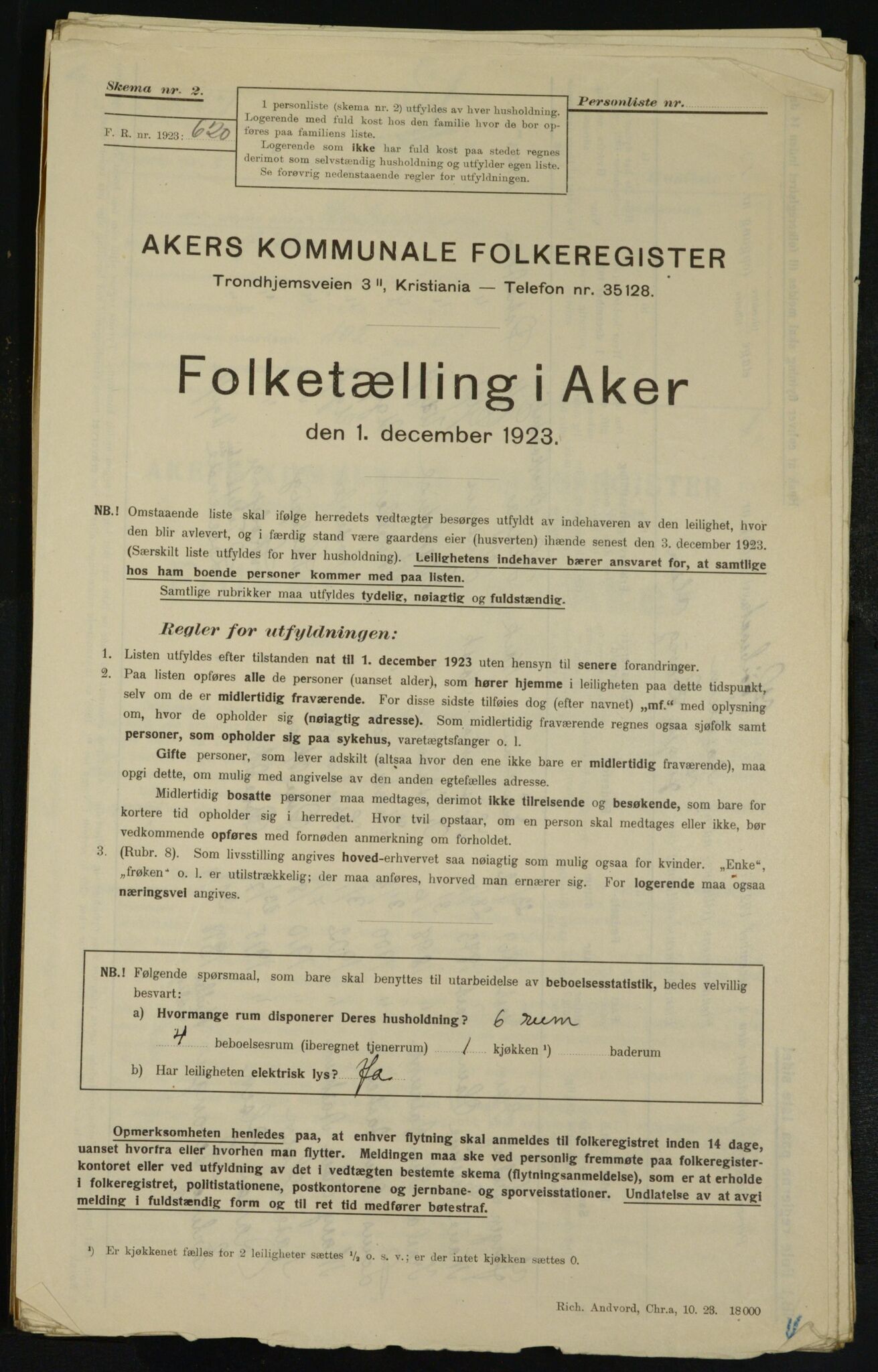 , Municipal Census 1923 for Aker, 1923, p. 27277