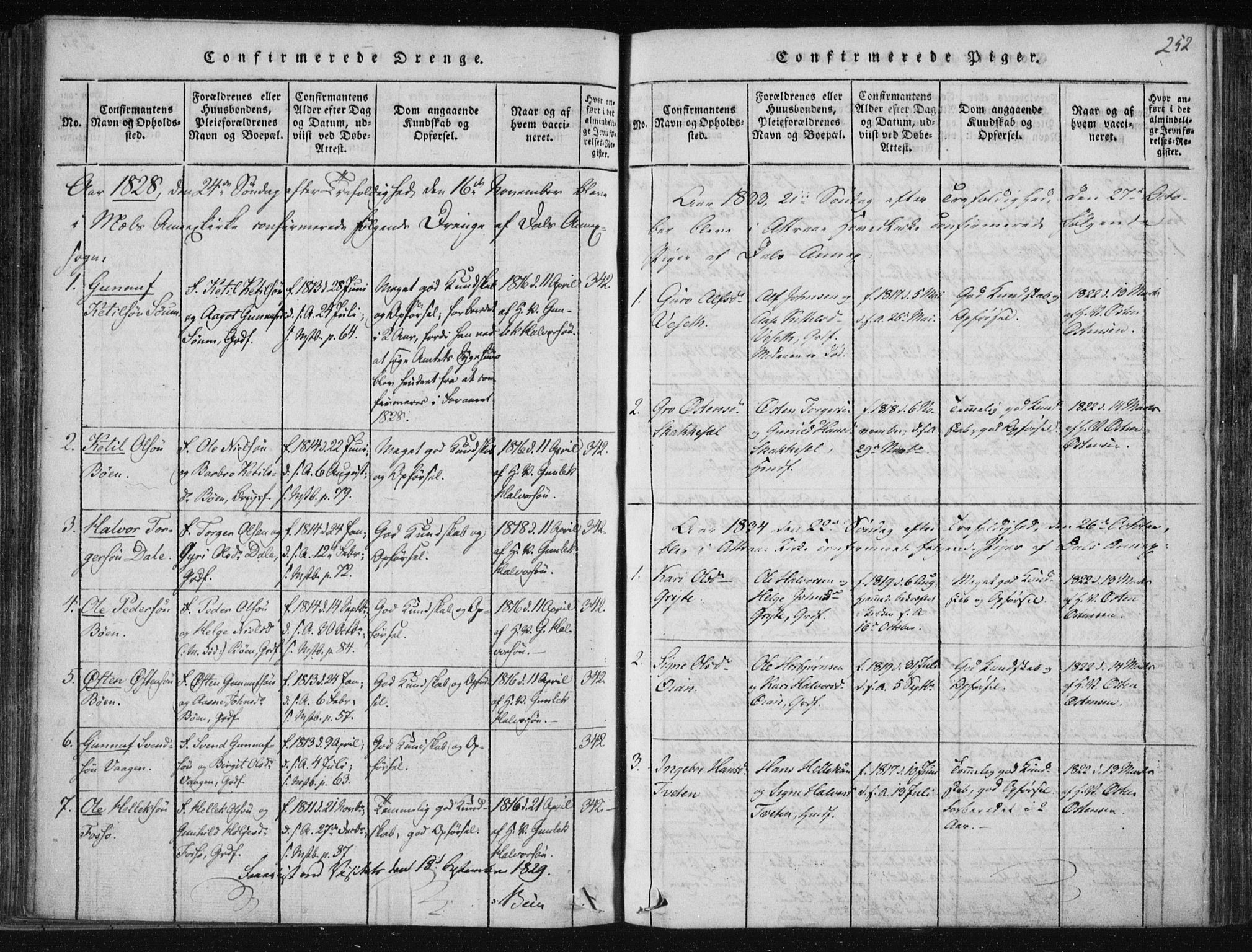Tinn kirkebøker, SAKO/A-308/F/Fc/L0001: Parish register (official) no. III 1, 1815-1843, p. 252