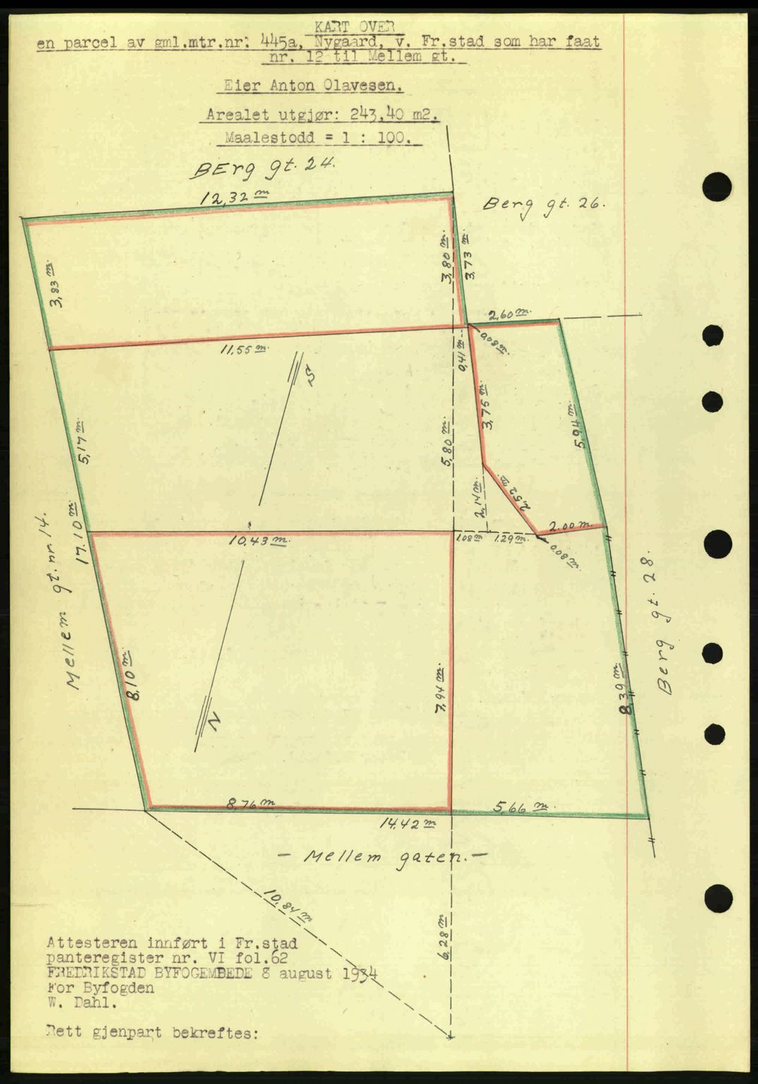 Fredrikstad byfogd, AV/SAO-A-10473a/G/Ga/Gac/L0002: Mortgage book no. A32a, 1940-1945, Diary no: : 571/1943