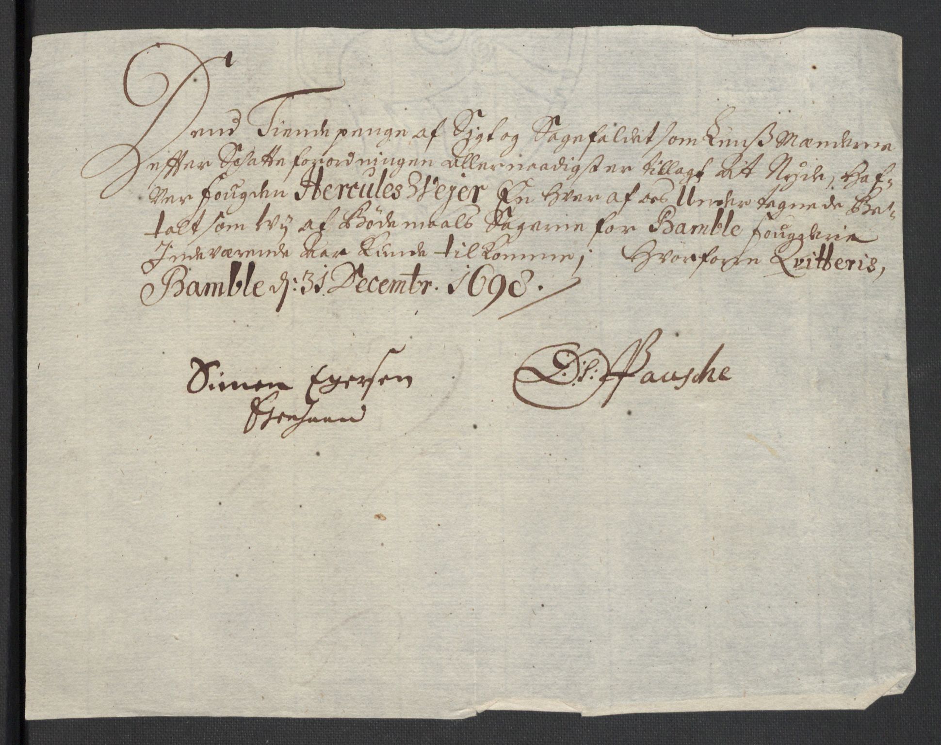 Rentekammeret inntil 1814, Reviderte regnskaper, Fogderegnskap, AV/RA-EA-4092/R36/L2099: Fogderegnskap Øvre og Nedre Telemark og Bamble, 1698, p. 259