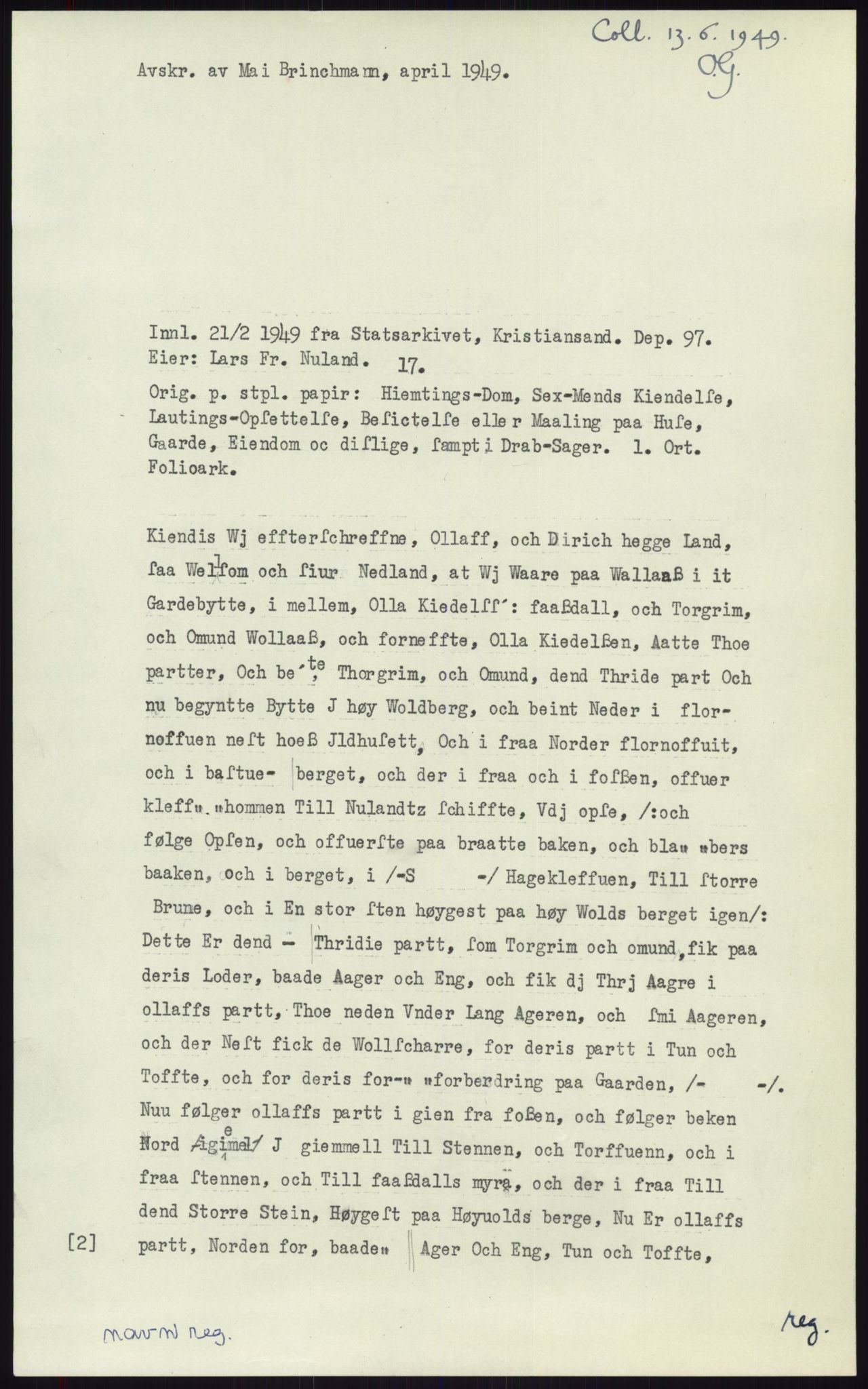 Samlinger til kildeutgivelse, Diplomavskriftsamlingen, AV/RA-EA-4053/H/Ha, p. 2080