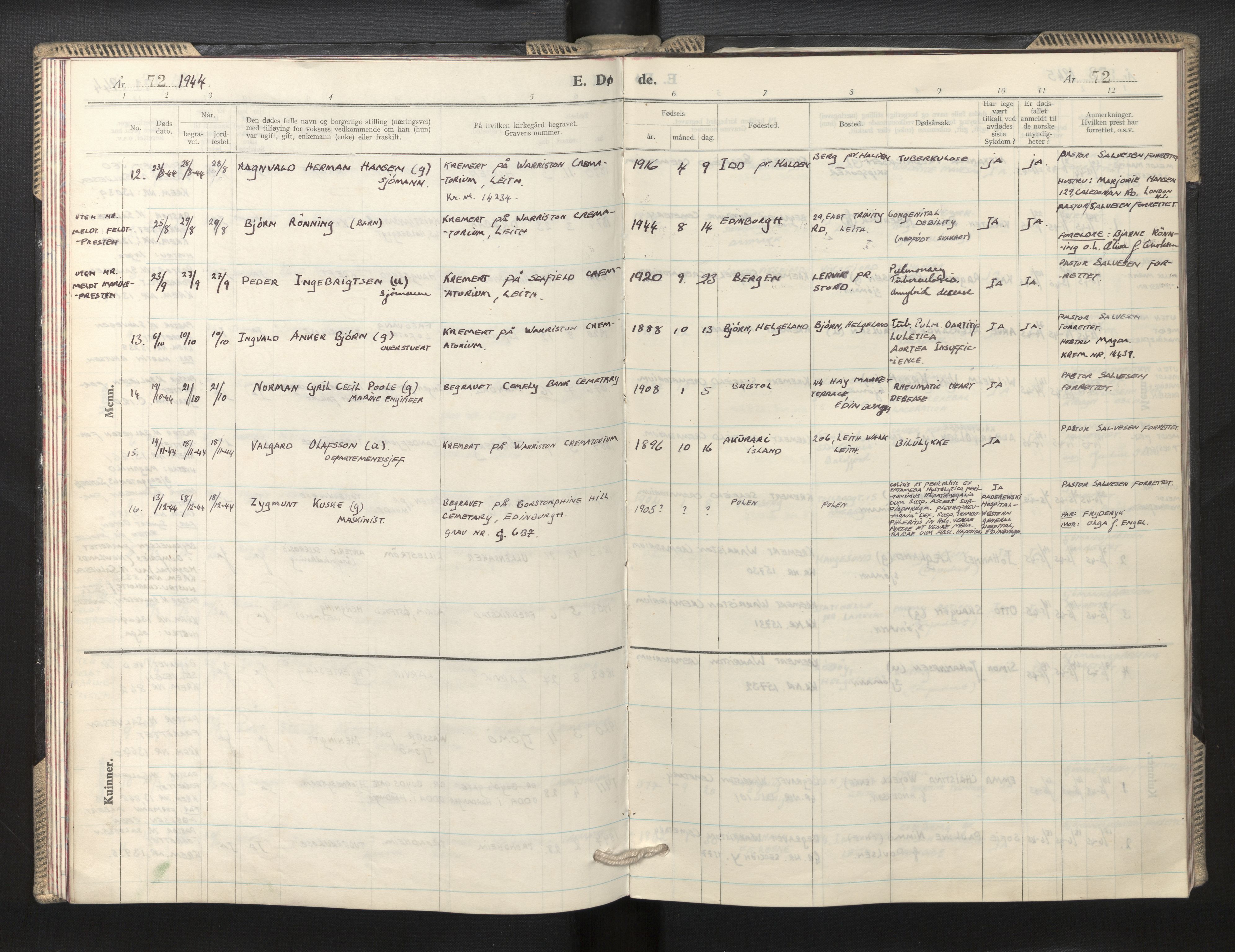 Den norske sjømannsmisjon i utlandet/Skotske havner (Leith, Glasgow), AV/SAB-SAB/PA-0100/H/Ha/Haa/L0005: Parish register (official) no. A 5, 1944-1965, p. 72