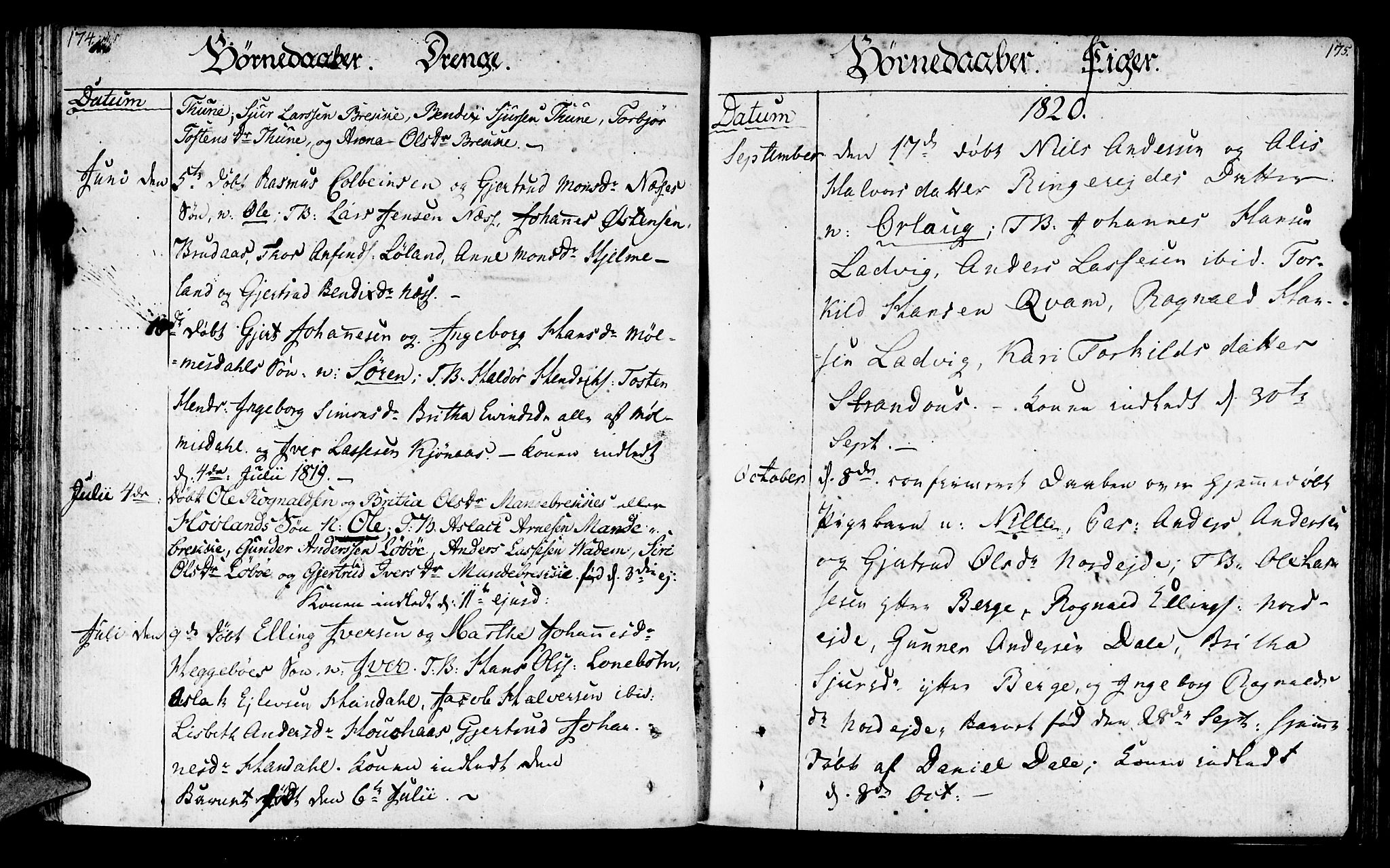 Lavik sokneprestembete, SAB/A-80901: Parish register (official) no. A 1, 1809-1822, p. 174-175