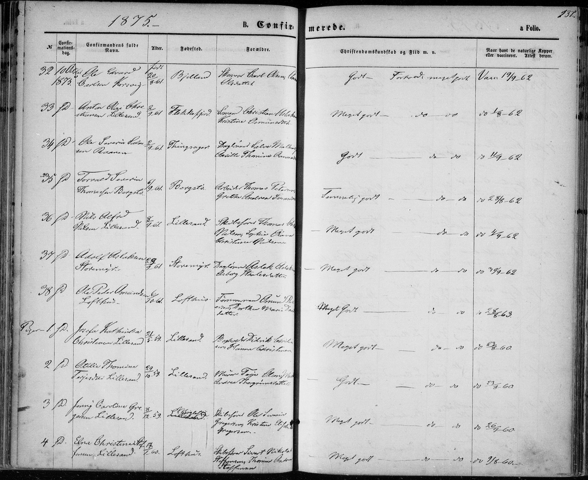 Vestre Moland sokneprestkontor, AV/SAK-1111-0046/F/Fa/Fab/L0008: Parish register (official) no. A 8, 1873-1883, p. 137