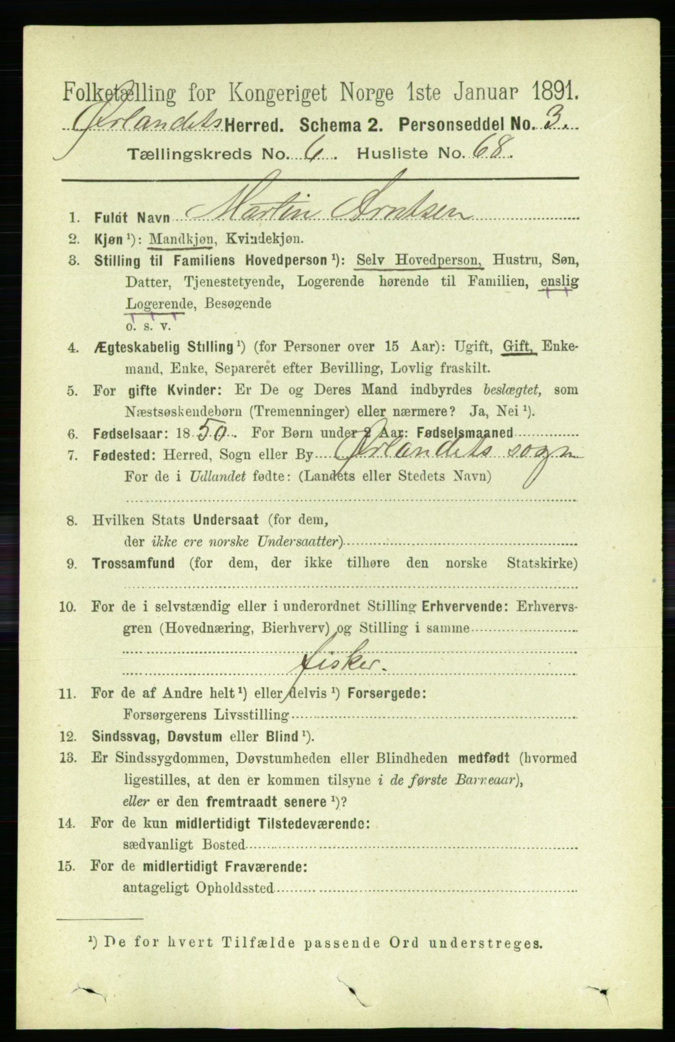 RA, 1891 census for 1621 Ørland, 1891, p. 2256