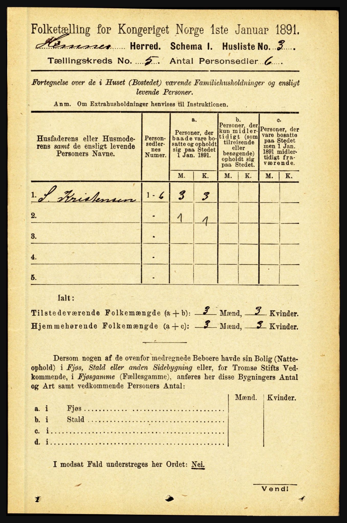 RA, 1891 census for 1832 Hemnes, 1891, p. 2497