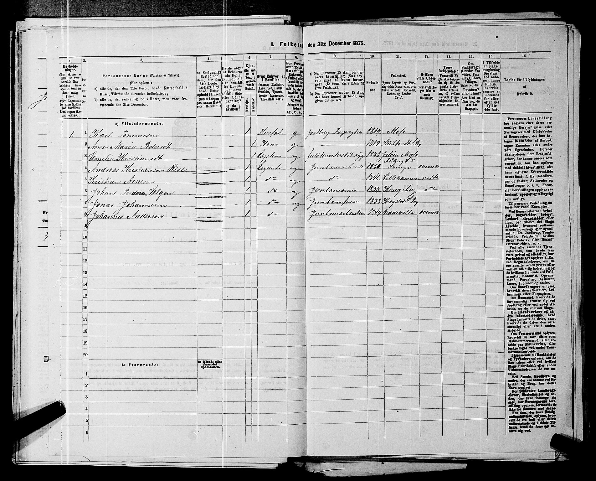 RA, 1875 census for 0211L Vestby/Vestby, Garder og Såner, 1875, p. 598